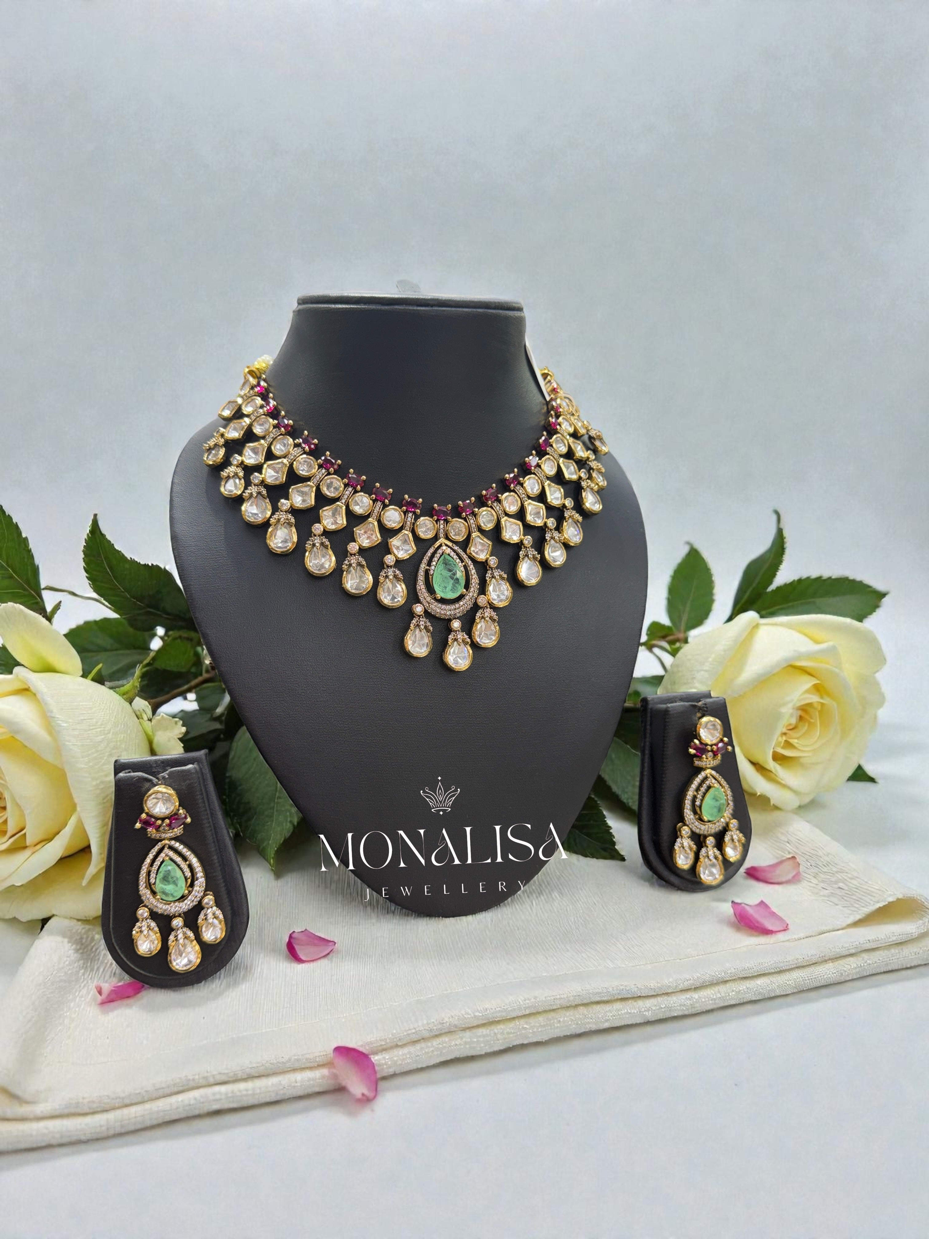 Zaria Polki Designer Necklace Set