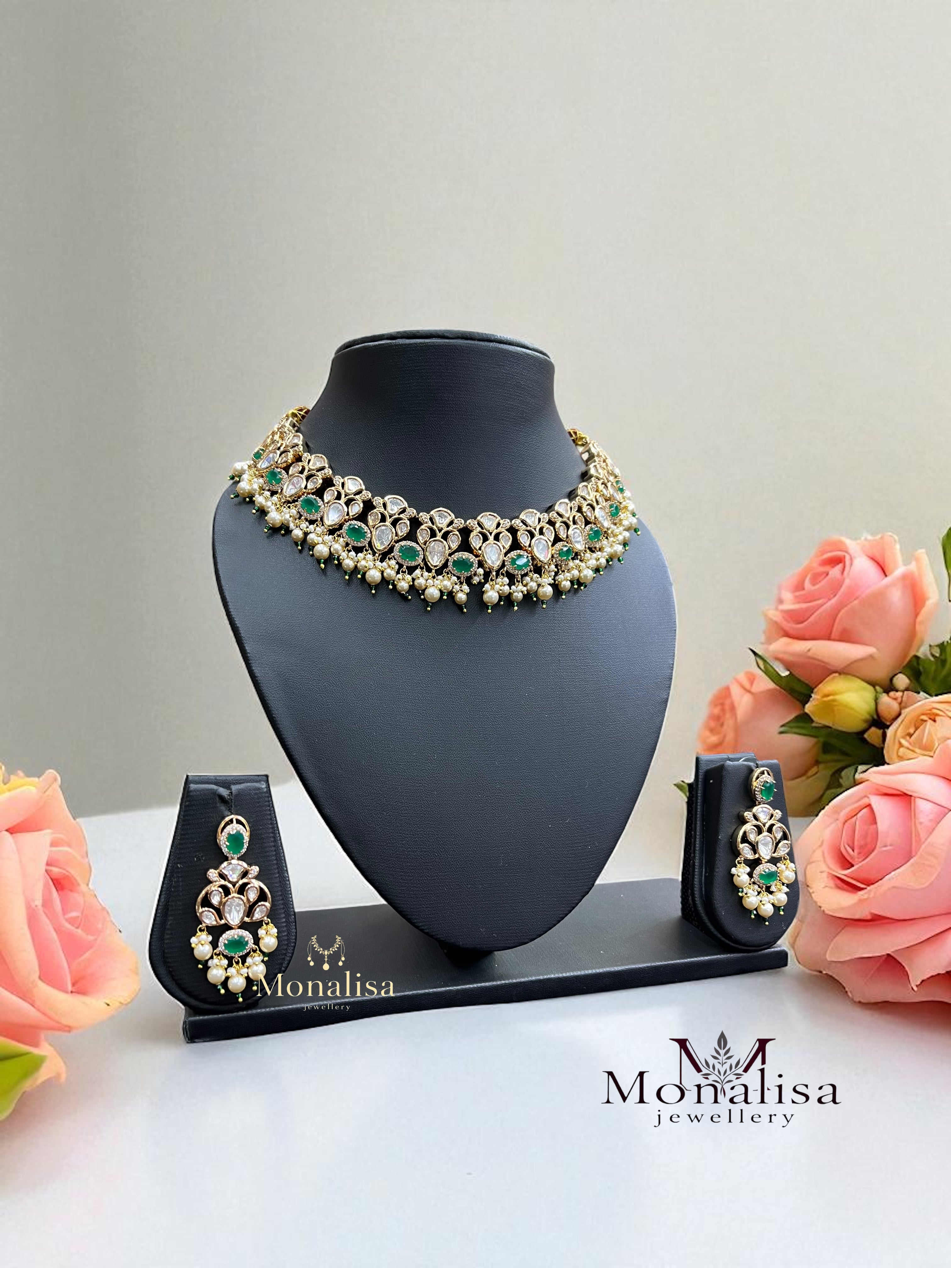 Clamy Polki Designer Necklace Set