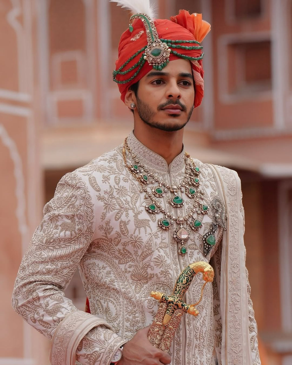 Ishan khattar Groom Combo Designer Necklace Set+kalangi