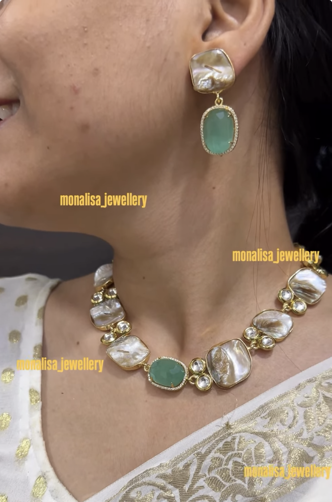 Vanessa mint Baroque pearl Necklace Set