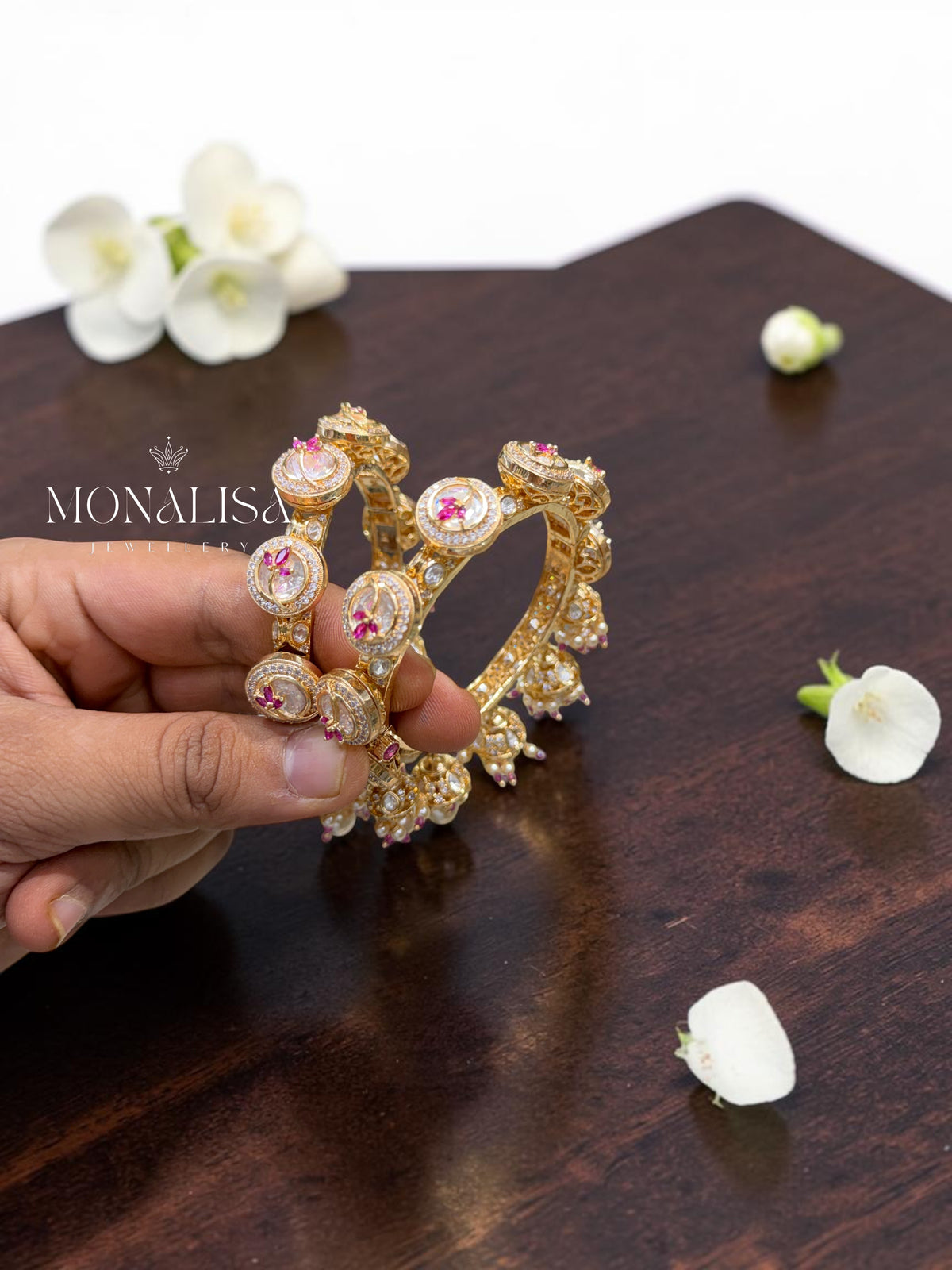 Jhumki Kalira Polki Designer Bangles