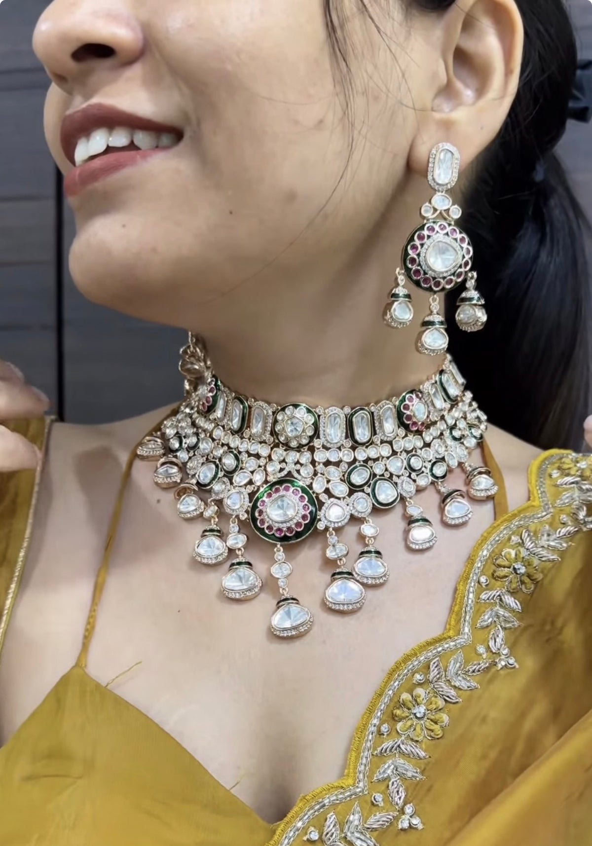 Ishi Polki Designer Necklace Set