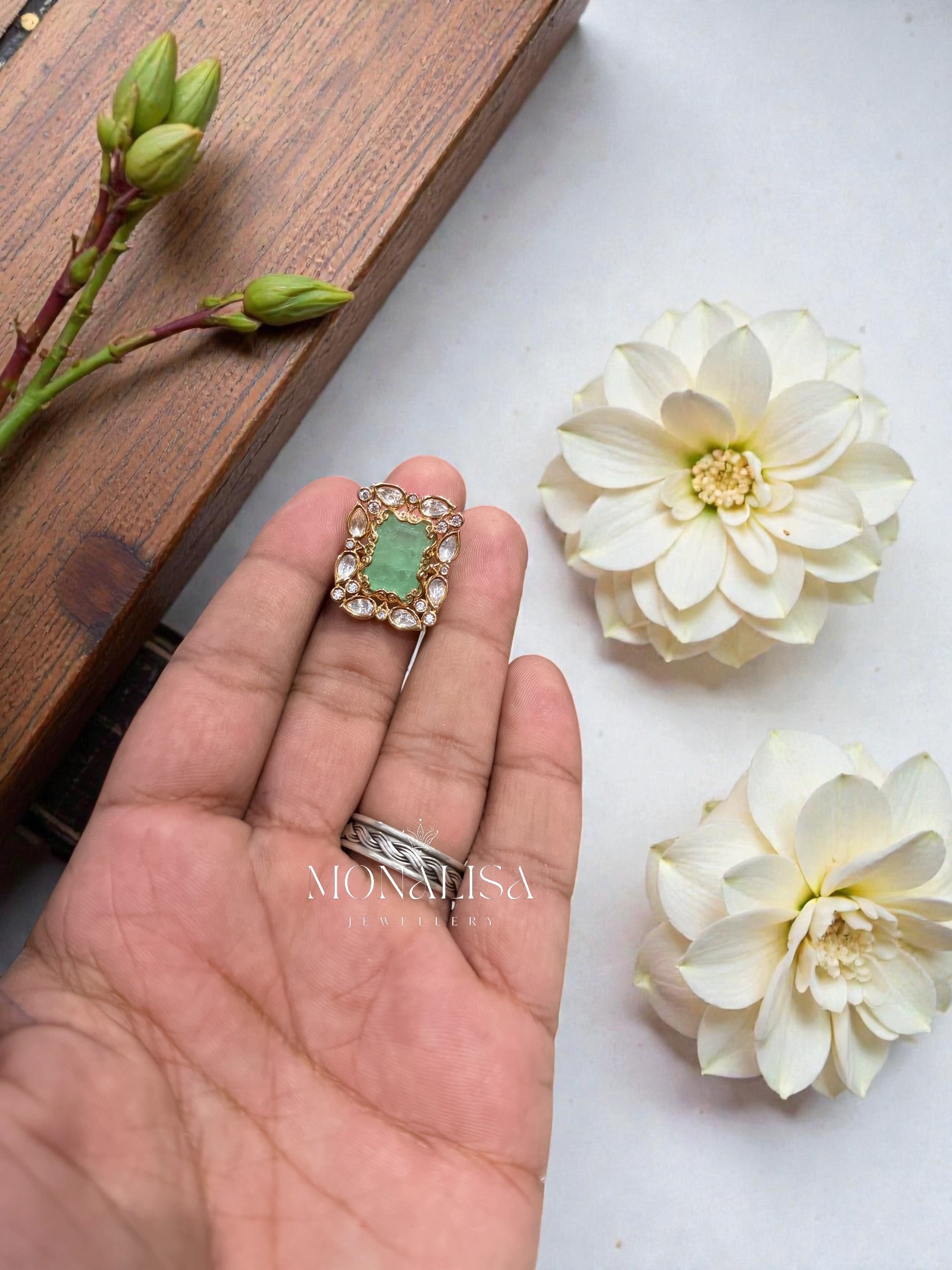 Ridha Polki Designer Ring