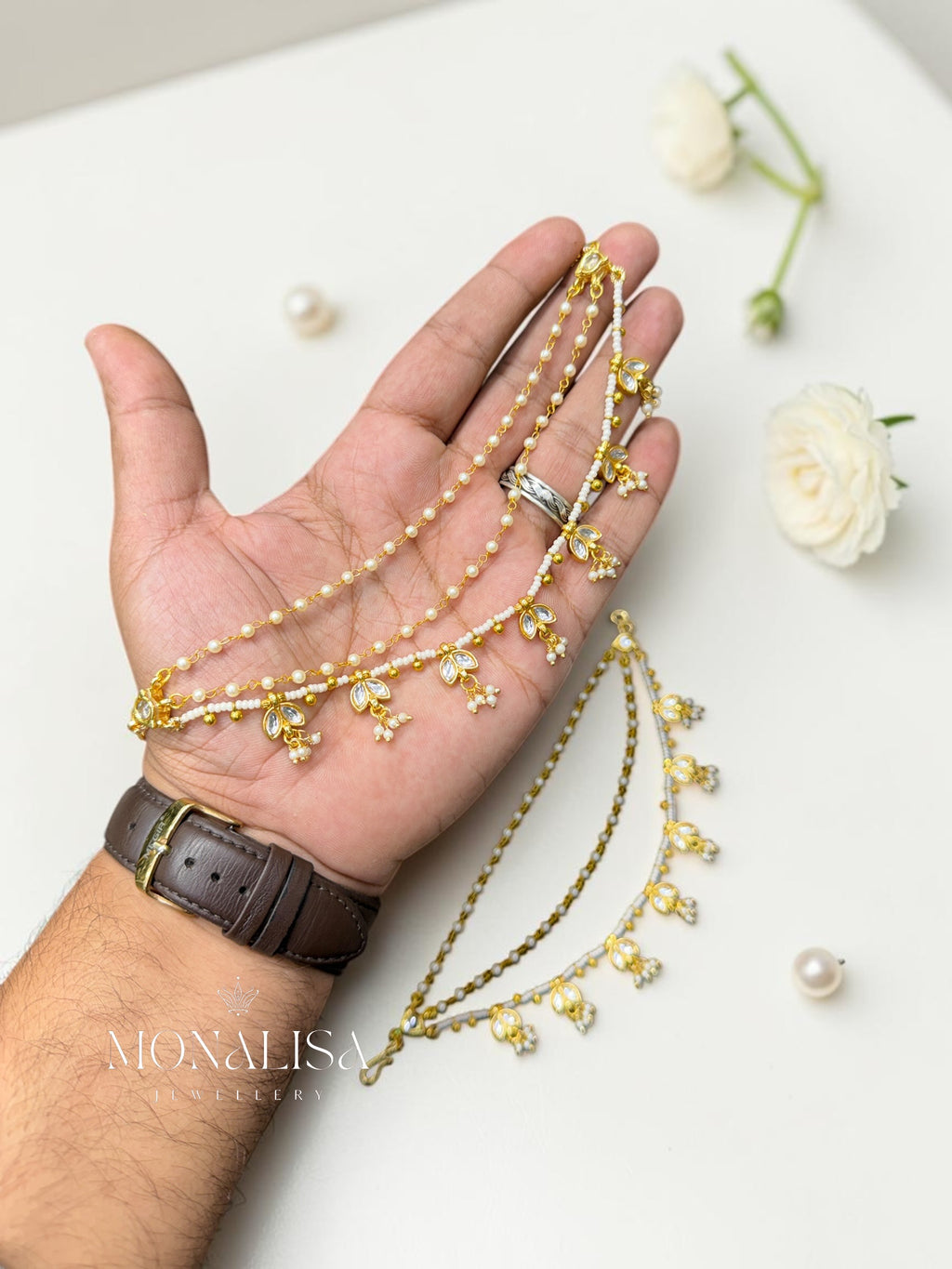 Krishvi Polki Designer Ear chain