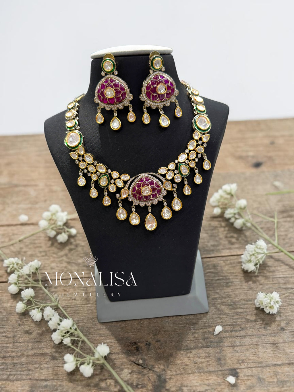 Ranisa Polki Designer Necklace Set