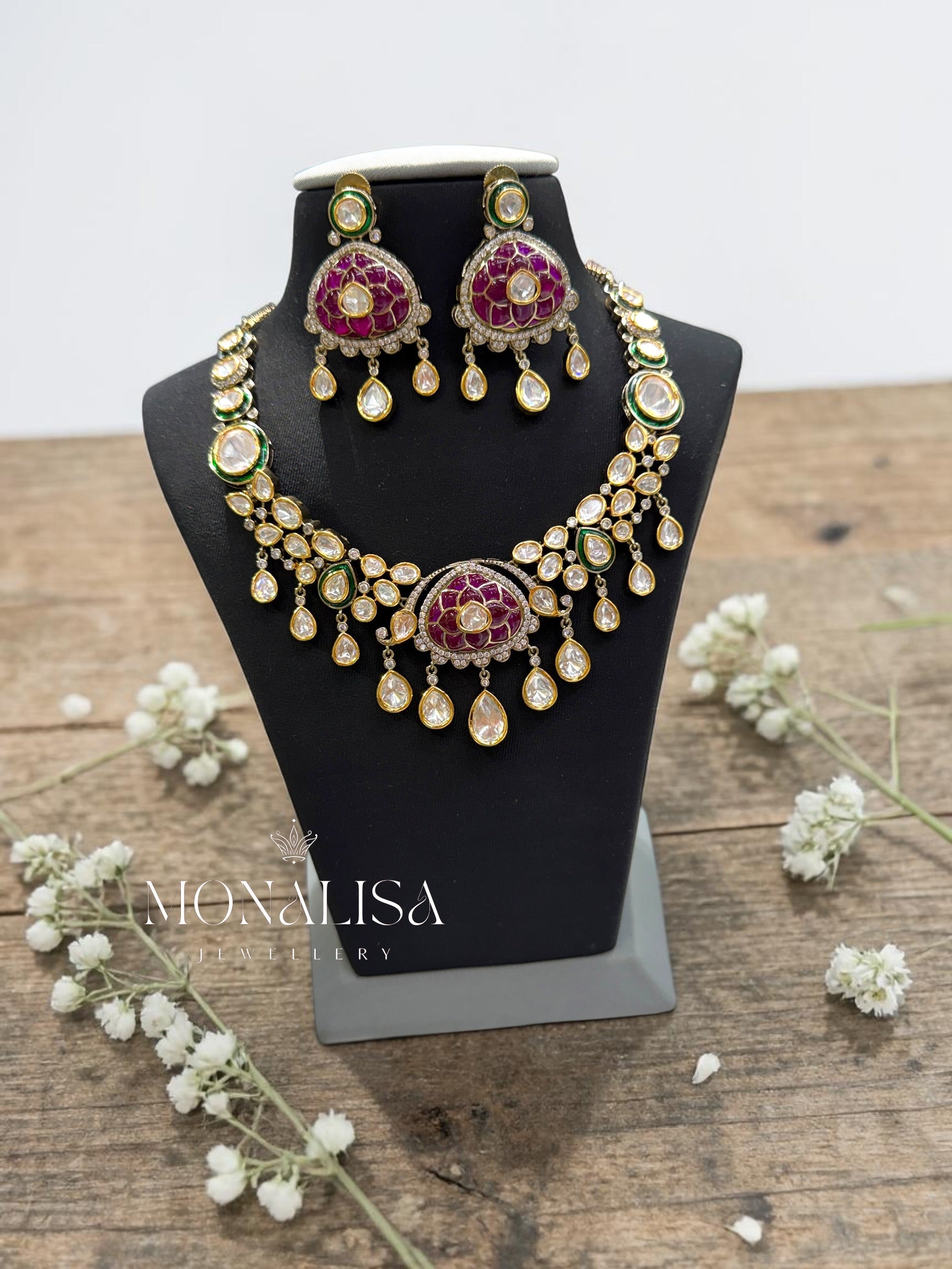 Ranisa Polki Designer Necklace Set