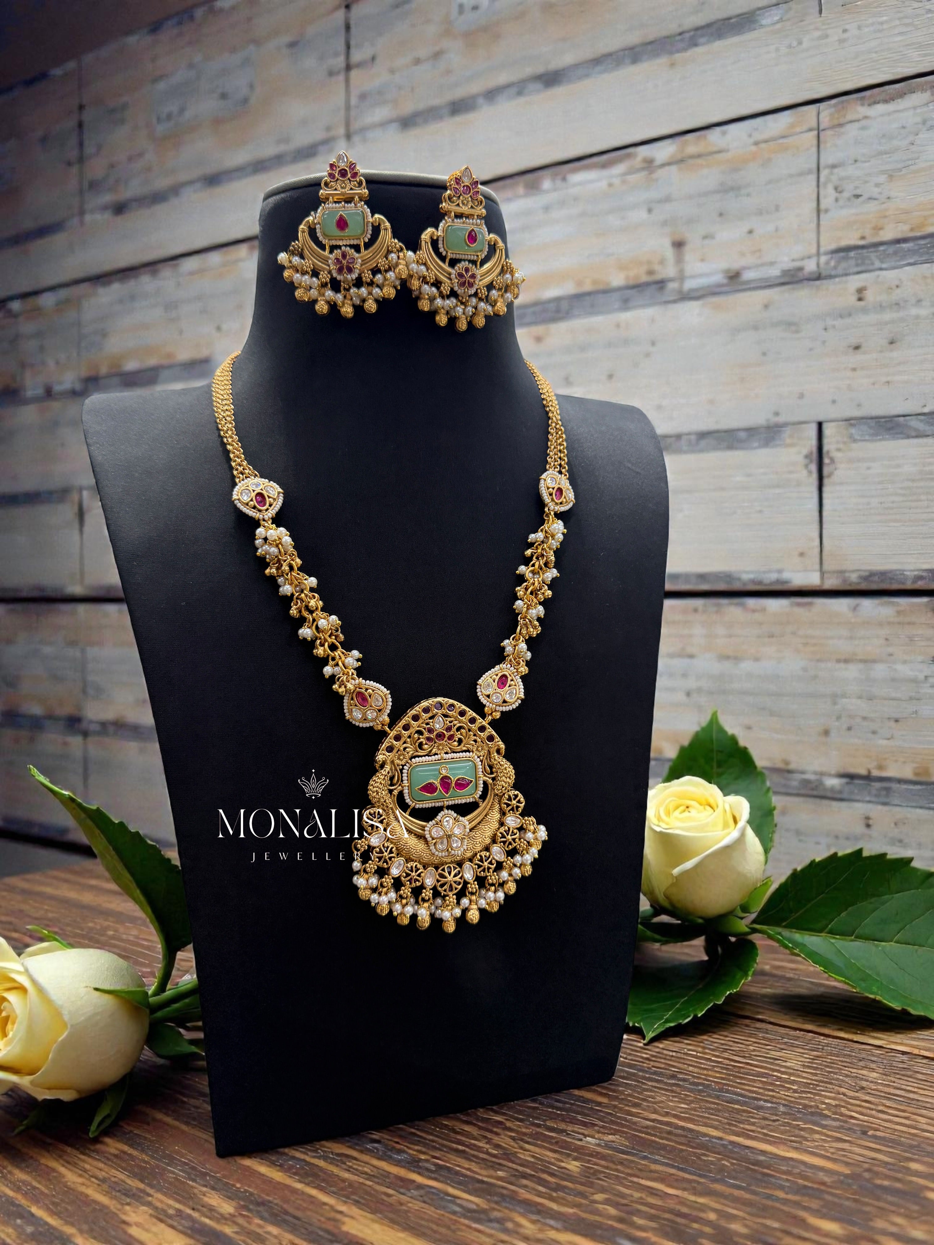 Naina Antique designer long Necklace Set