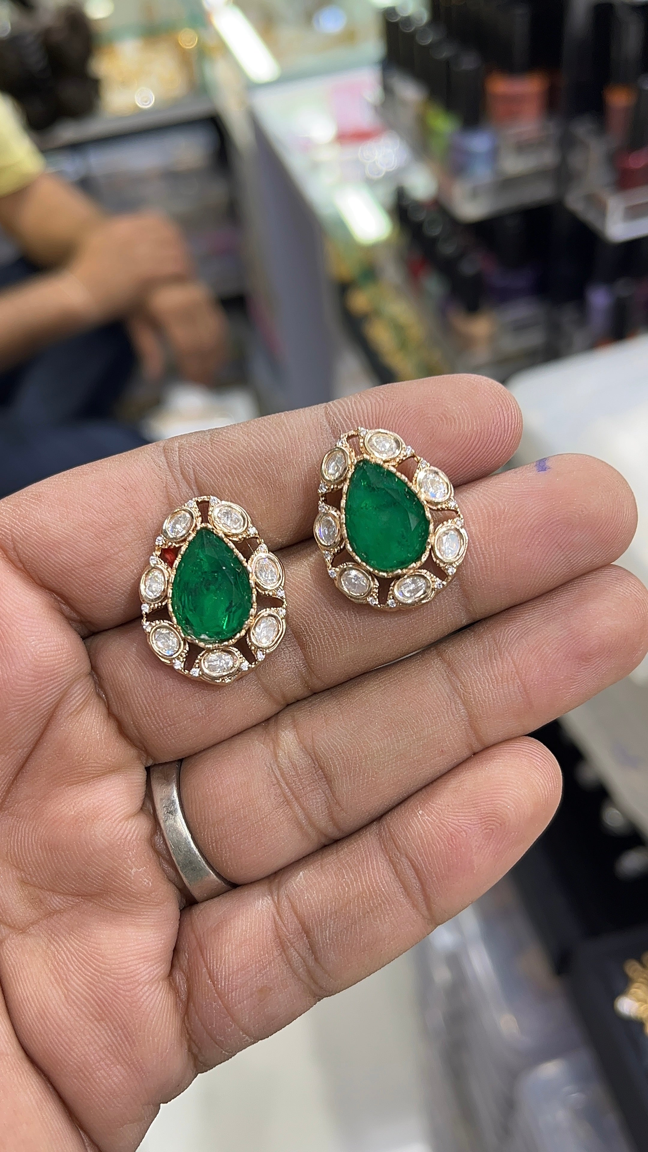 Niva Green Moissanite Drop studs