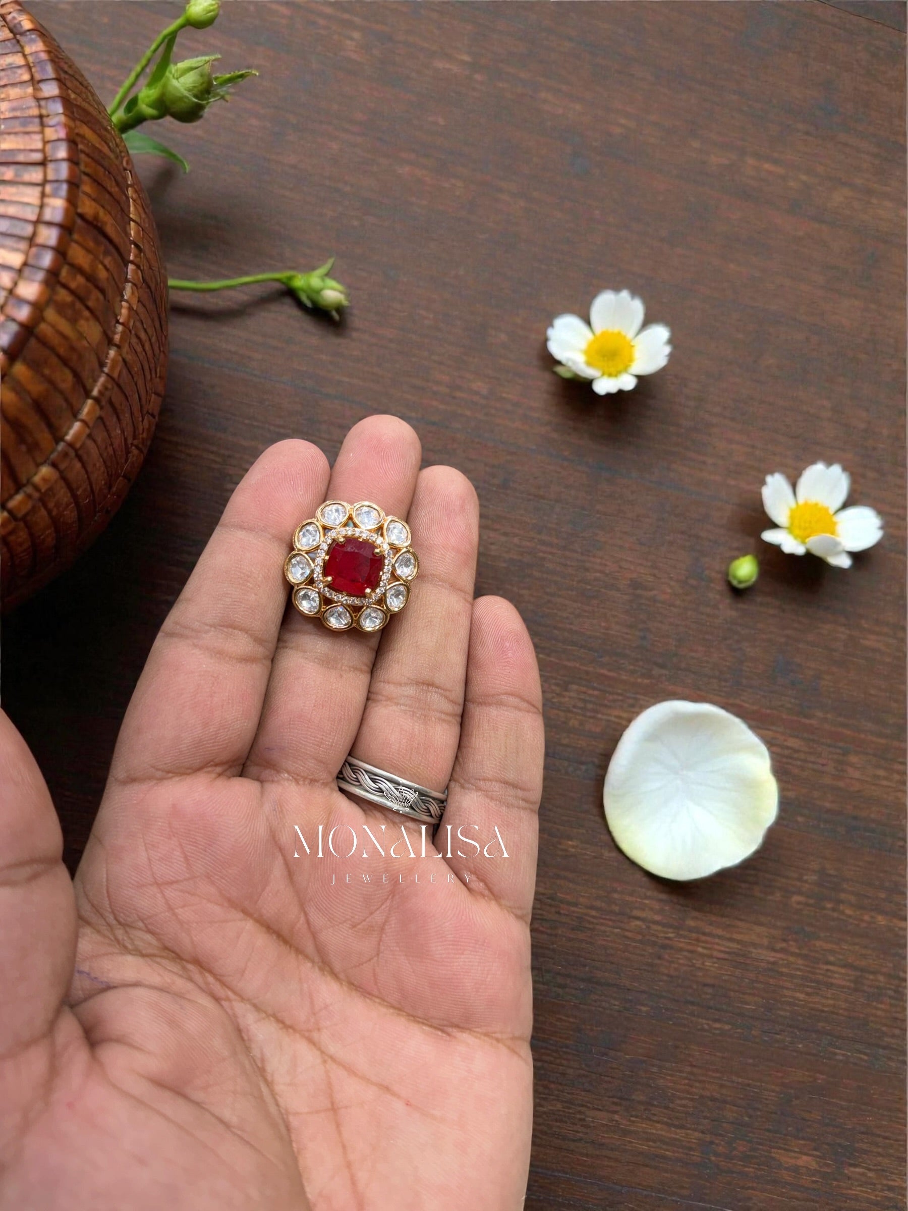 Ravina Polki Designer Ring