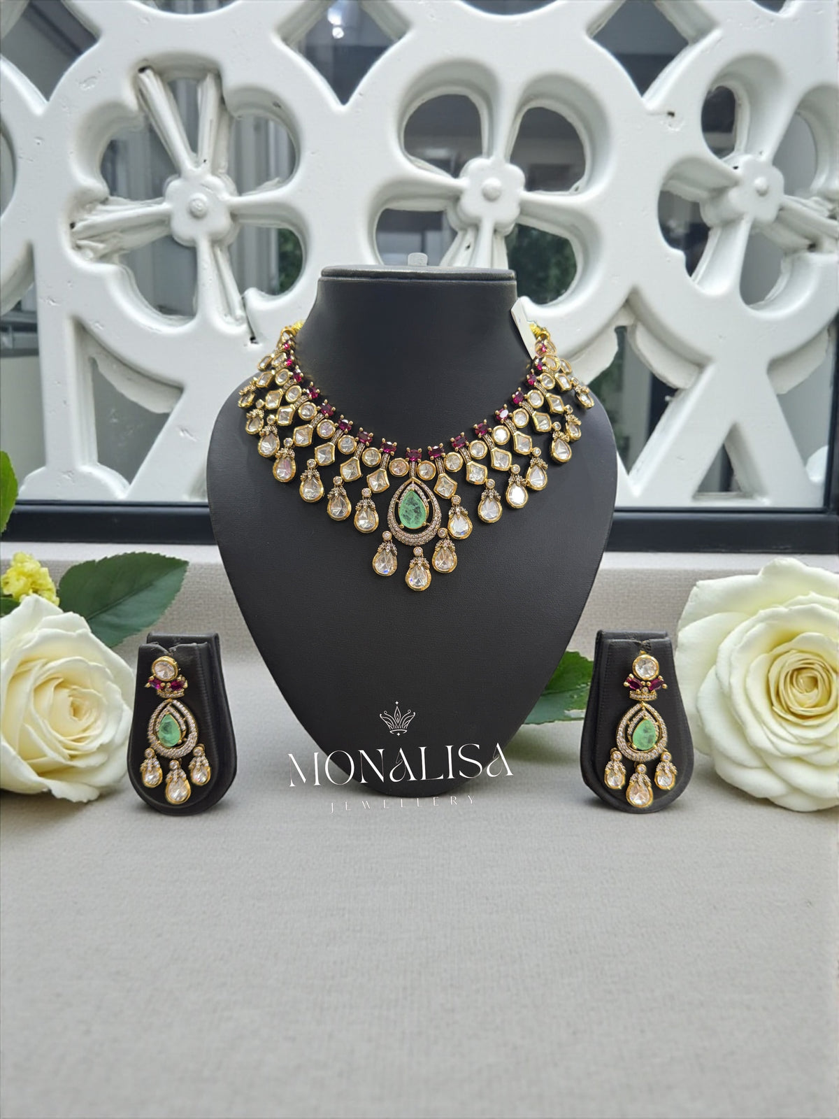 Zaria Polki Designer Necklace Set