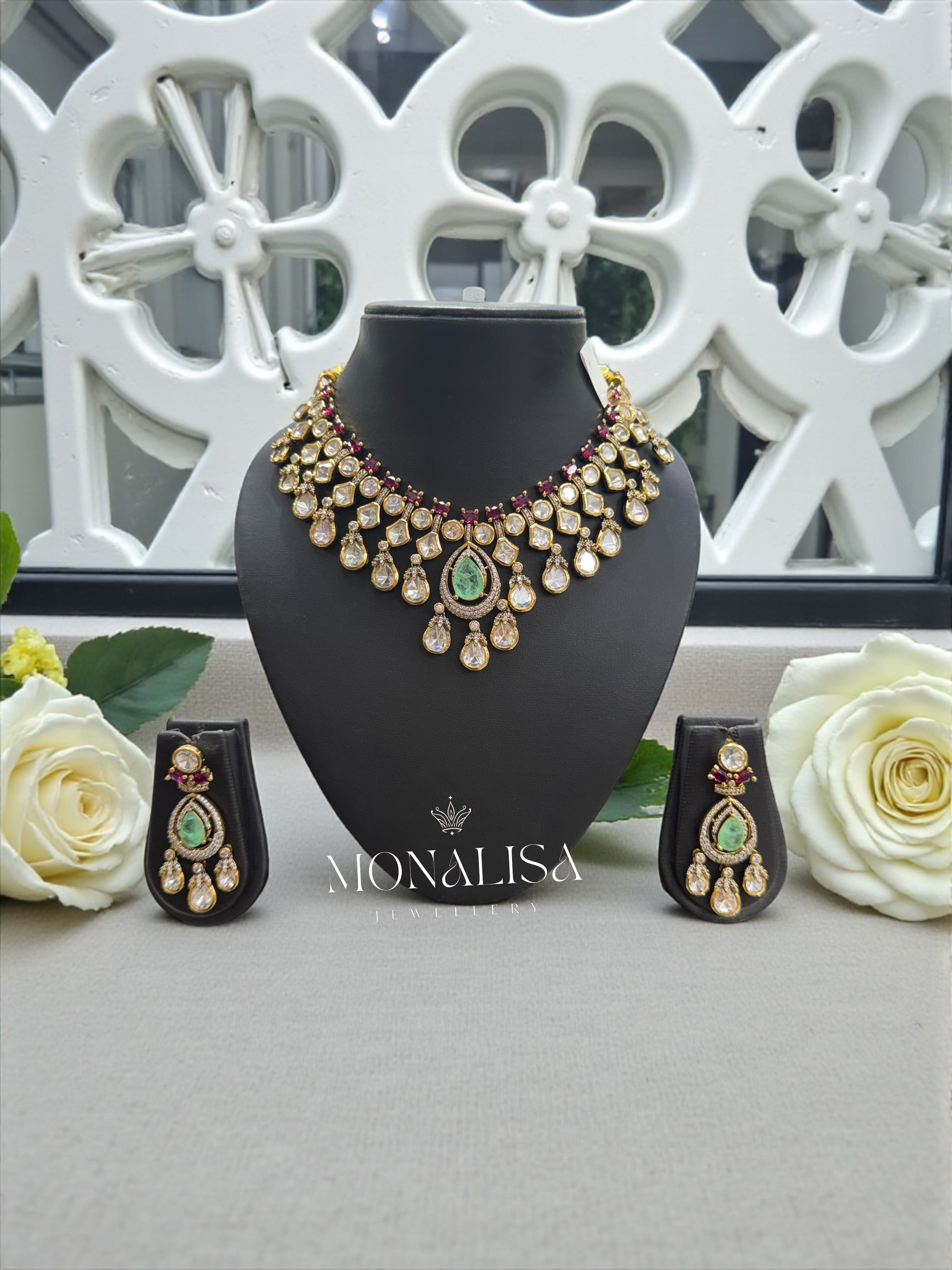 Zaria Polki Designer Necklace Set