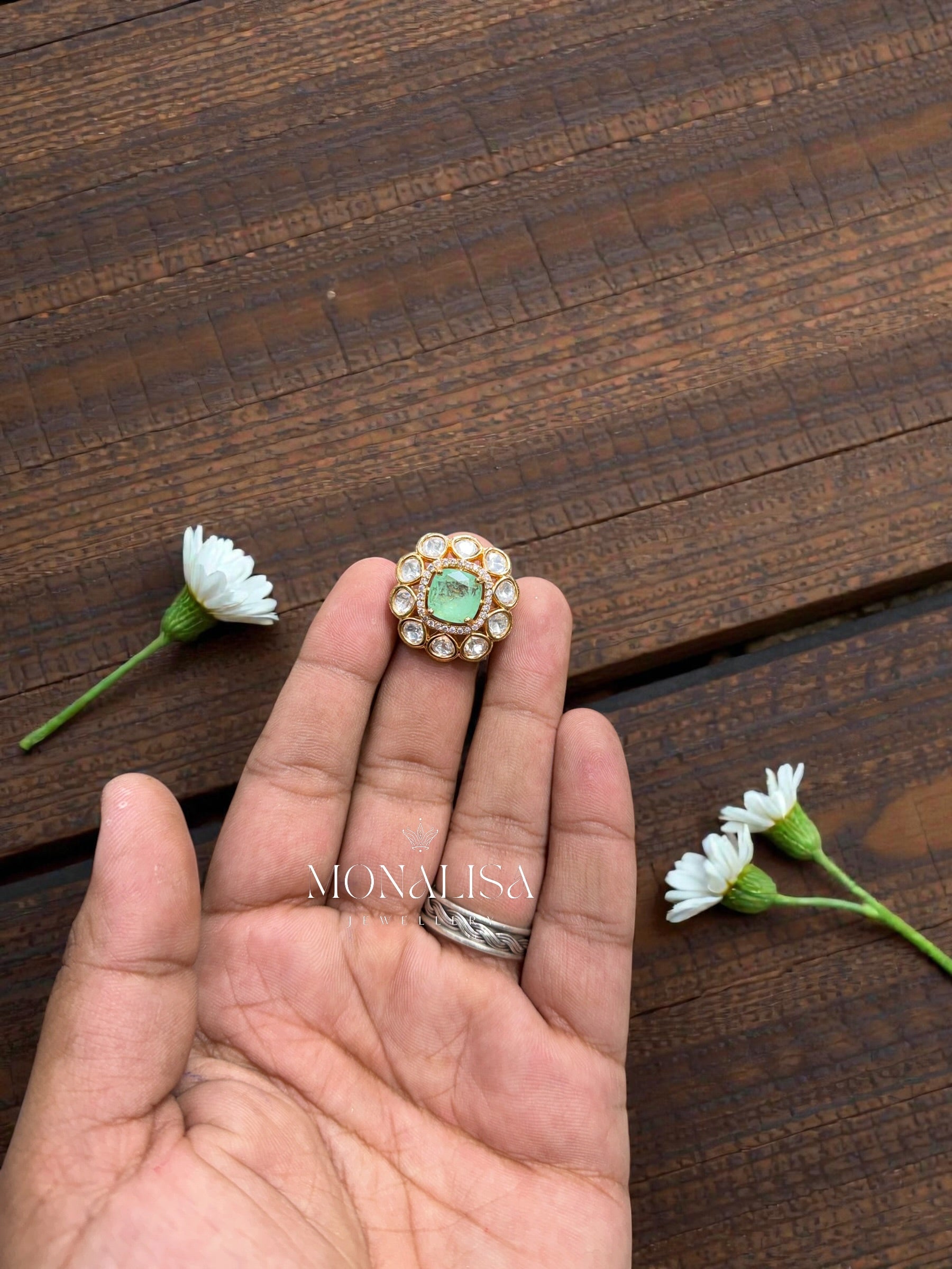 Ravina Polki Designer Ring