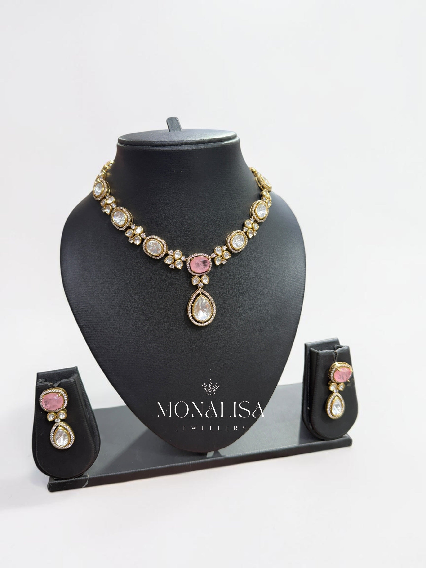 Narmada Pink Polki Designer Necklace Set