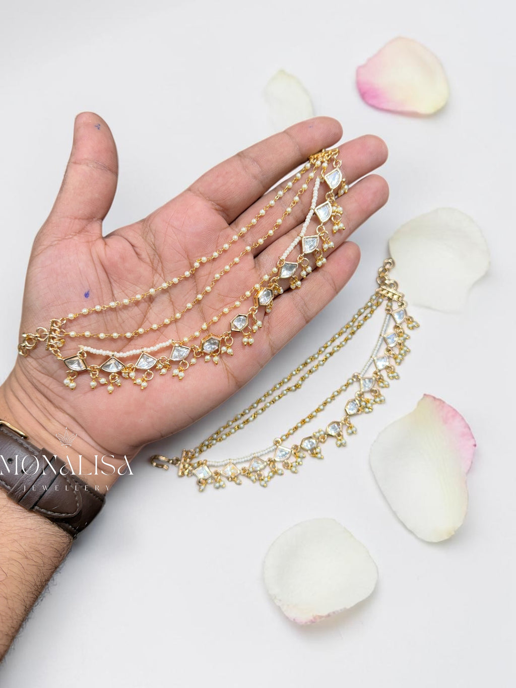 Hiral Polki Designer Ear chain