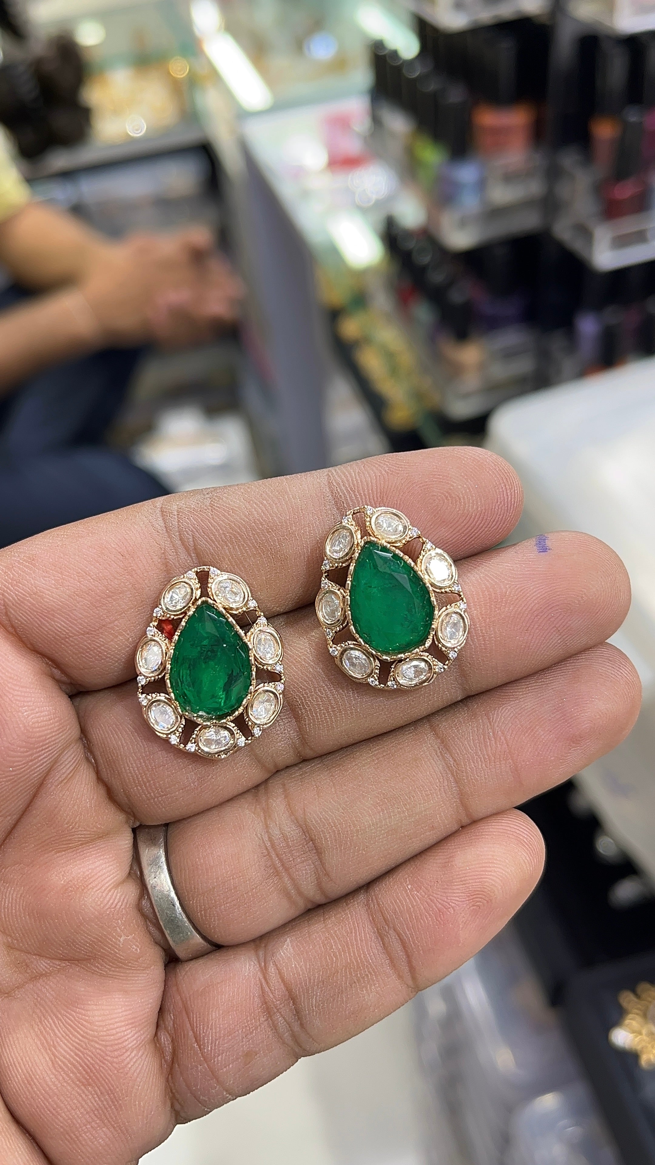 Niva Green Moissanite Drop studs