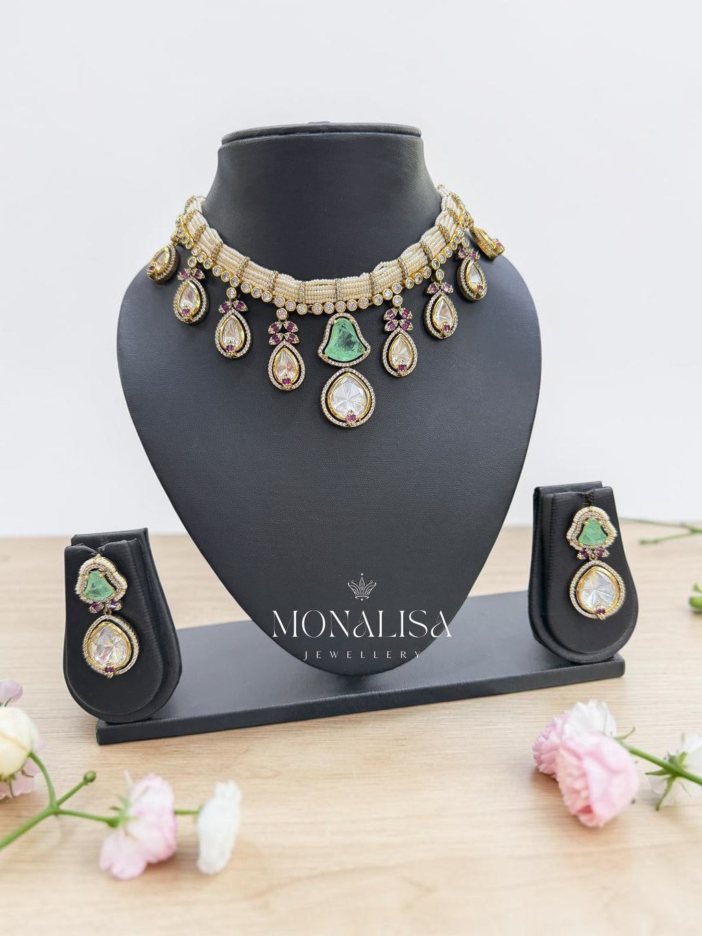 Diya Polki Hasli Designer Necklace Set
