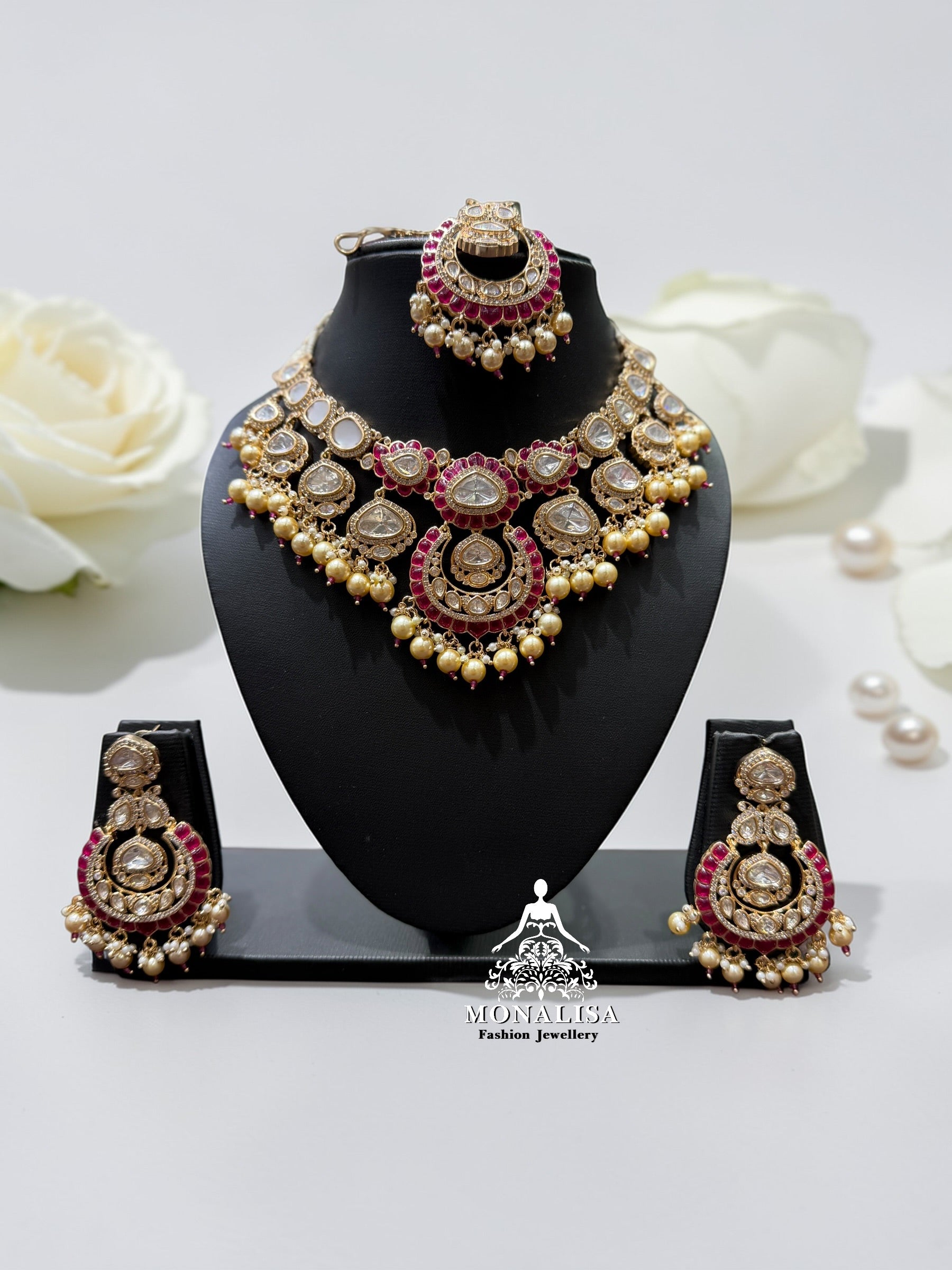Eva Ruby Polki Designer Necklace Set