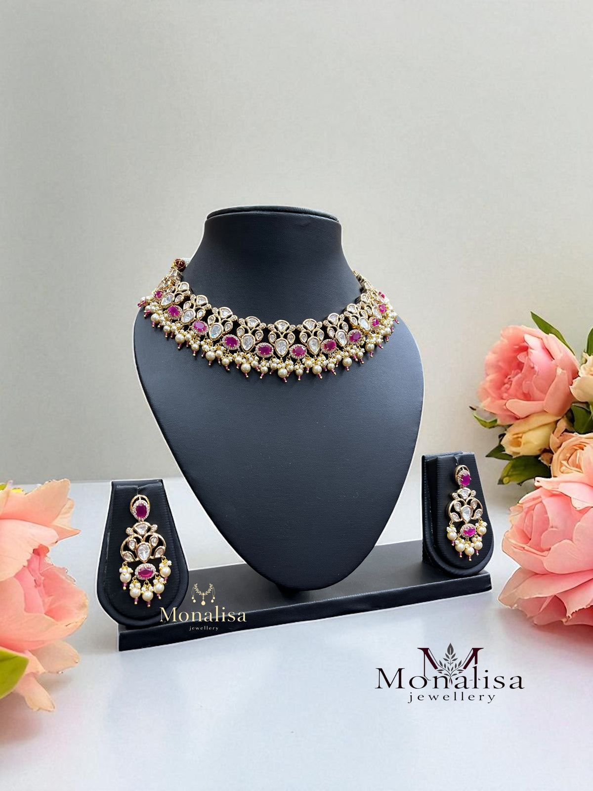 Clamy Polki Designer Necklace Set