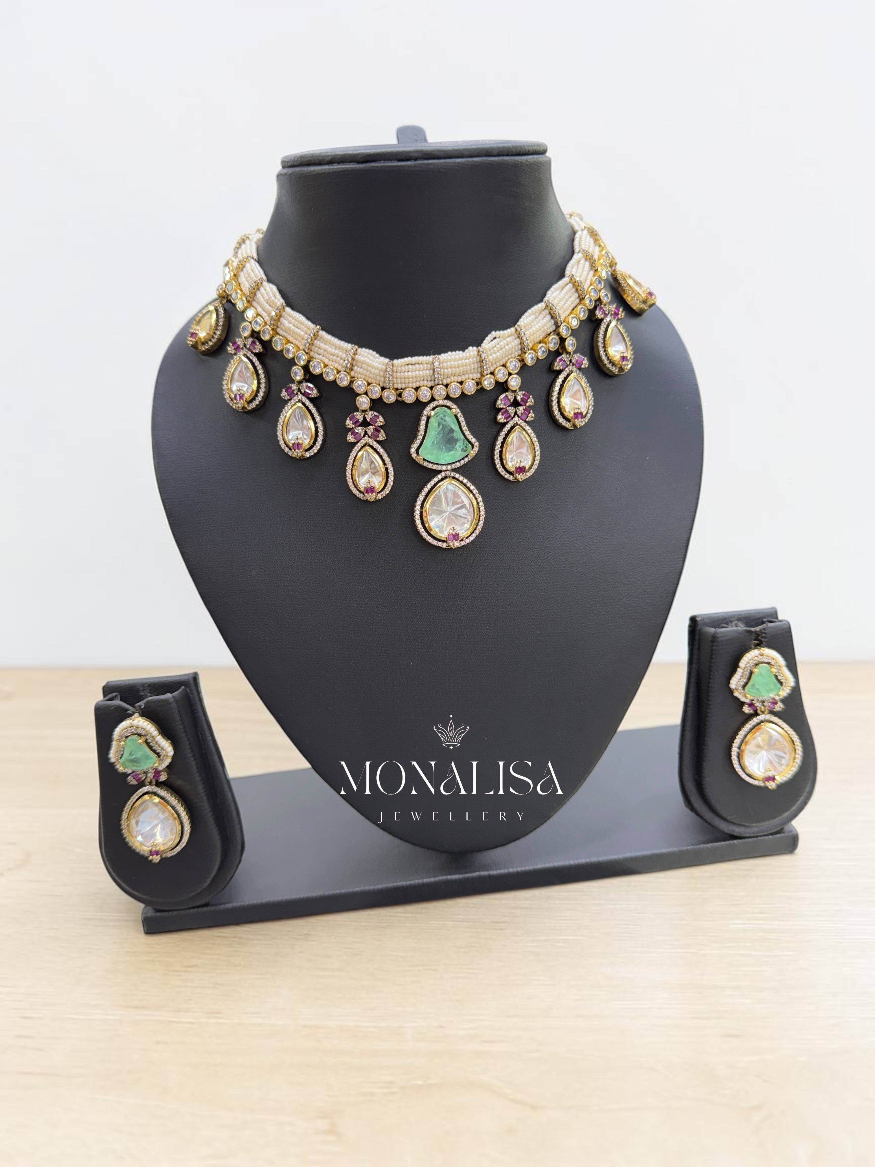 Diya Polki Hasli Designer Necklace Set