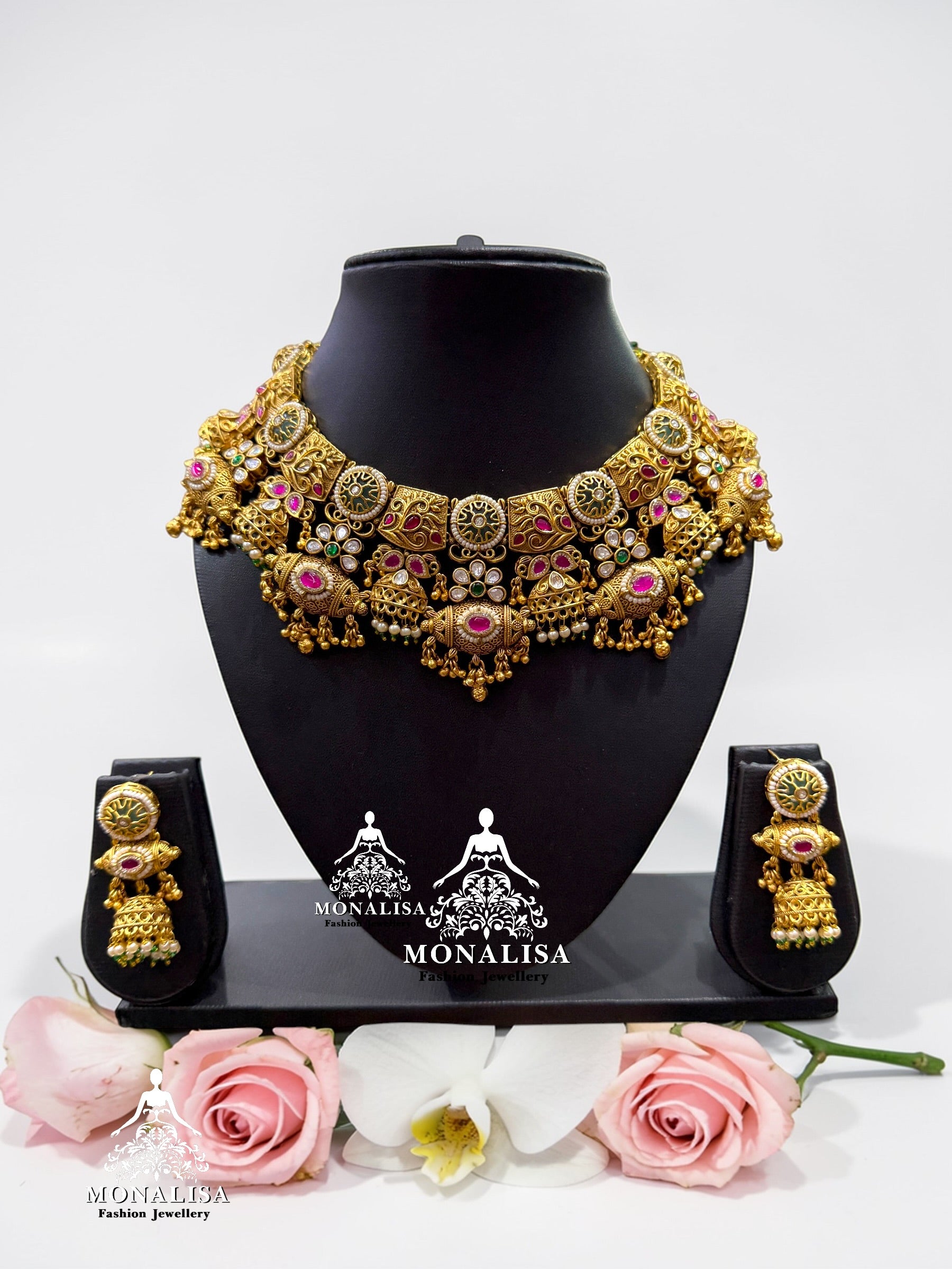 Madhuva Antique designer Necklace Set