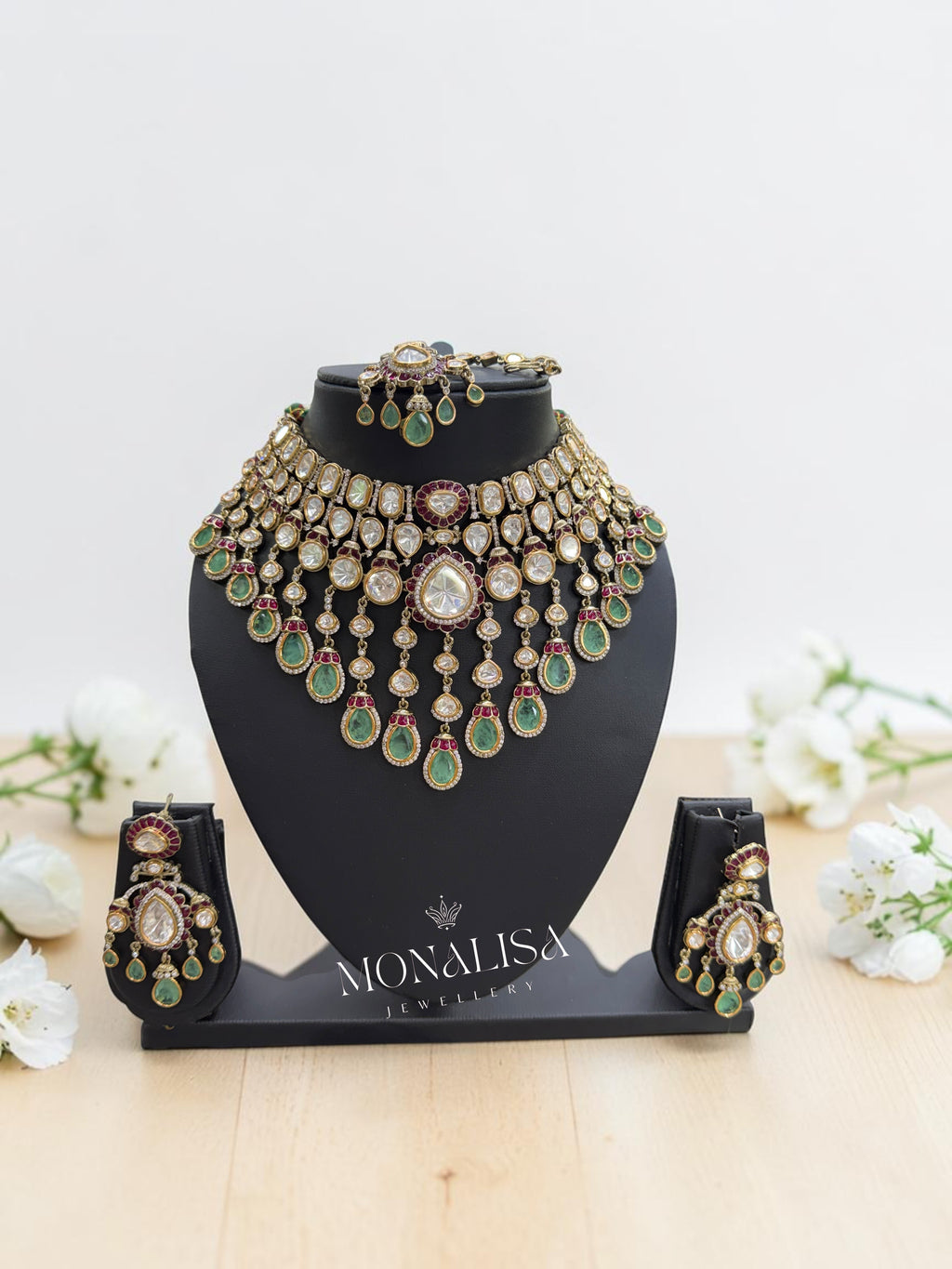 Tisha Polki Designer Necklace Set