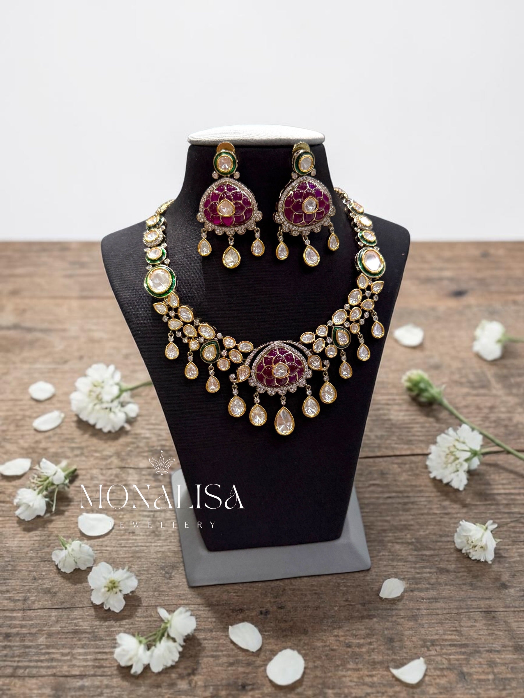 Ranisa Polki Designer Necklace Set