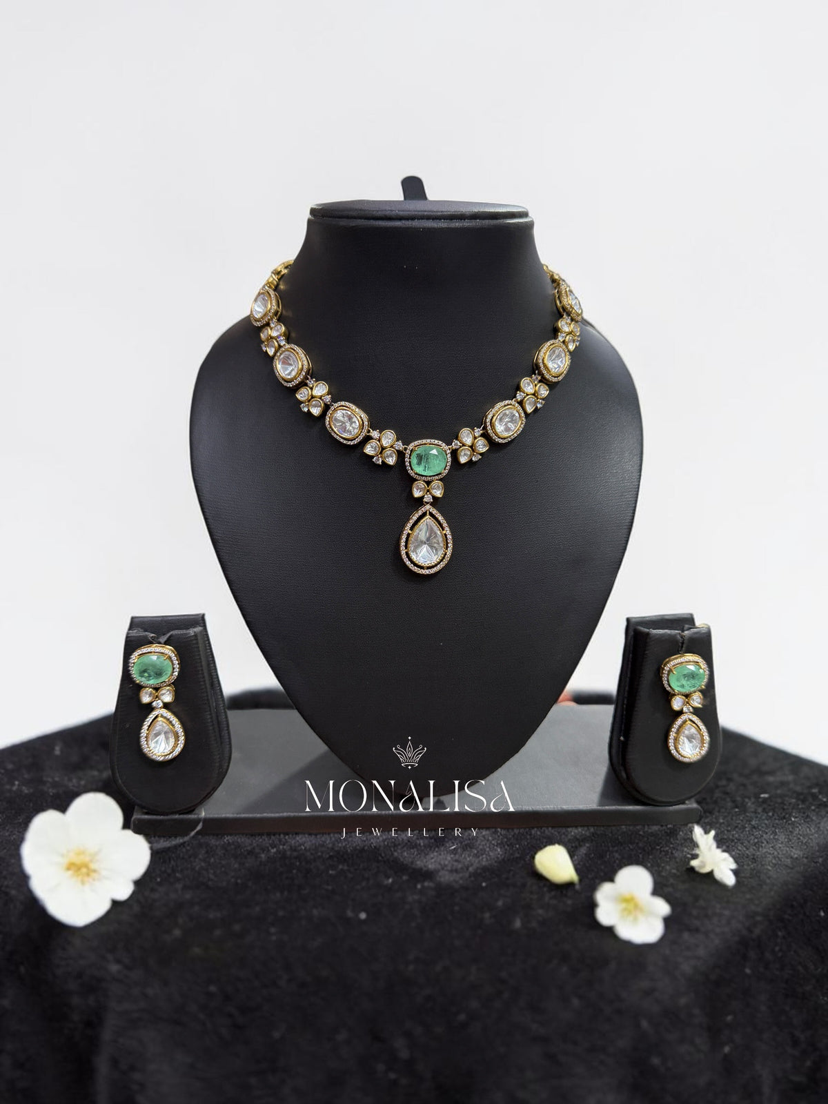 Narmada Mint Polki Designer Necklace Set