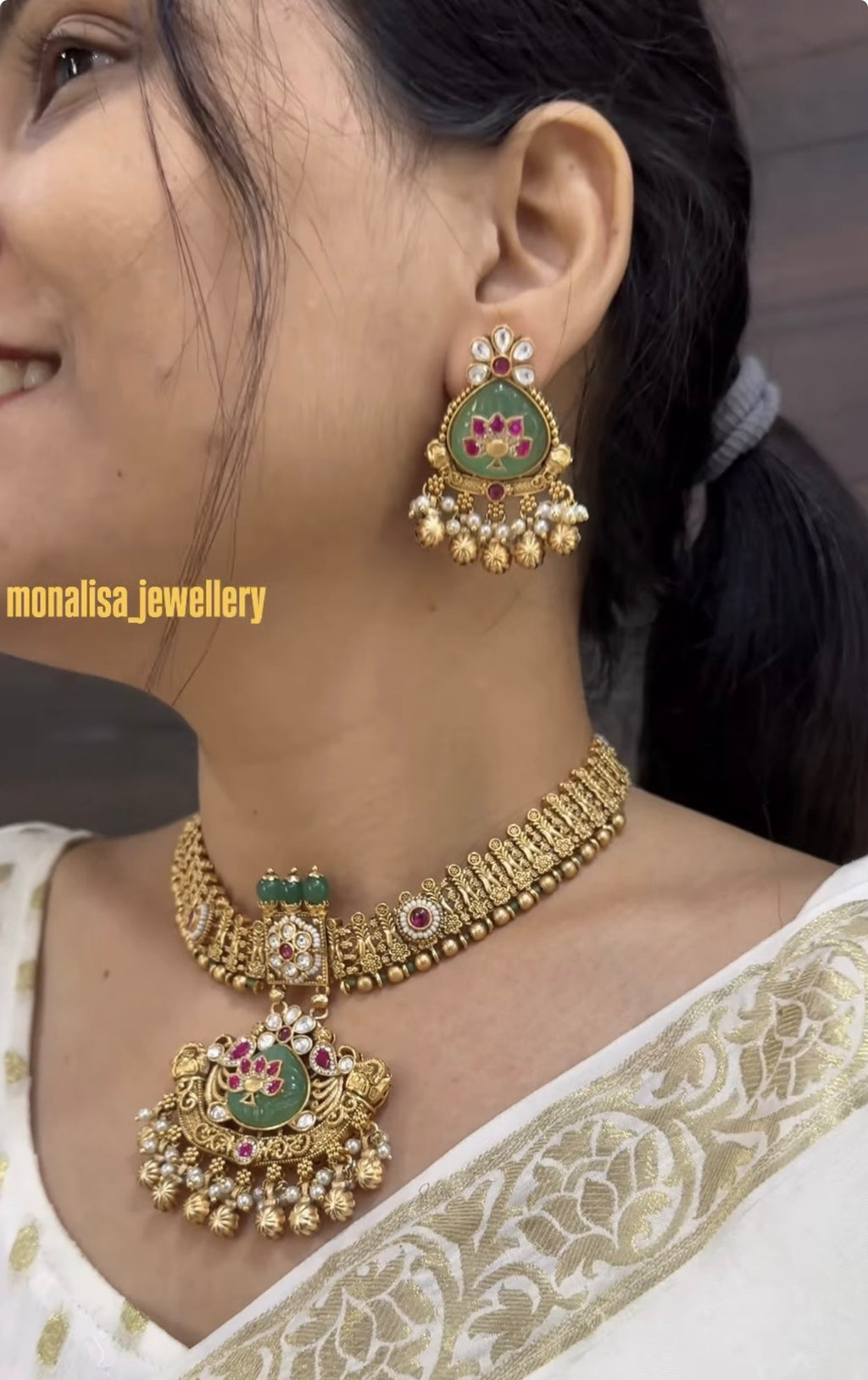 Dwija Antique Designer Necklace Set
