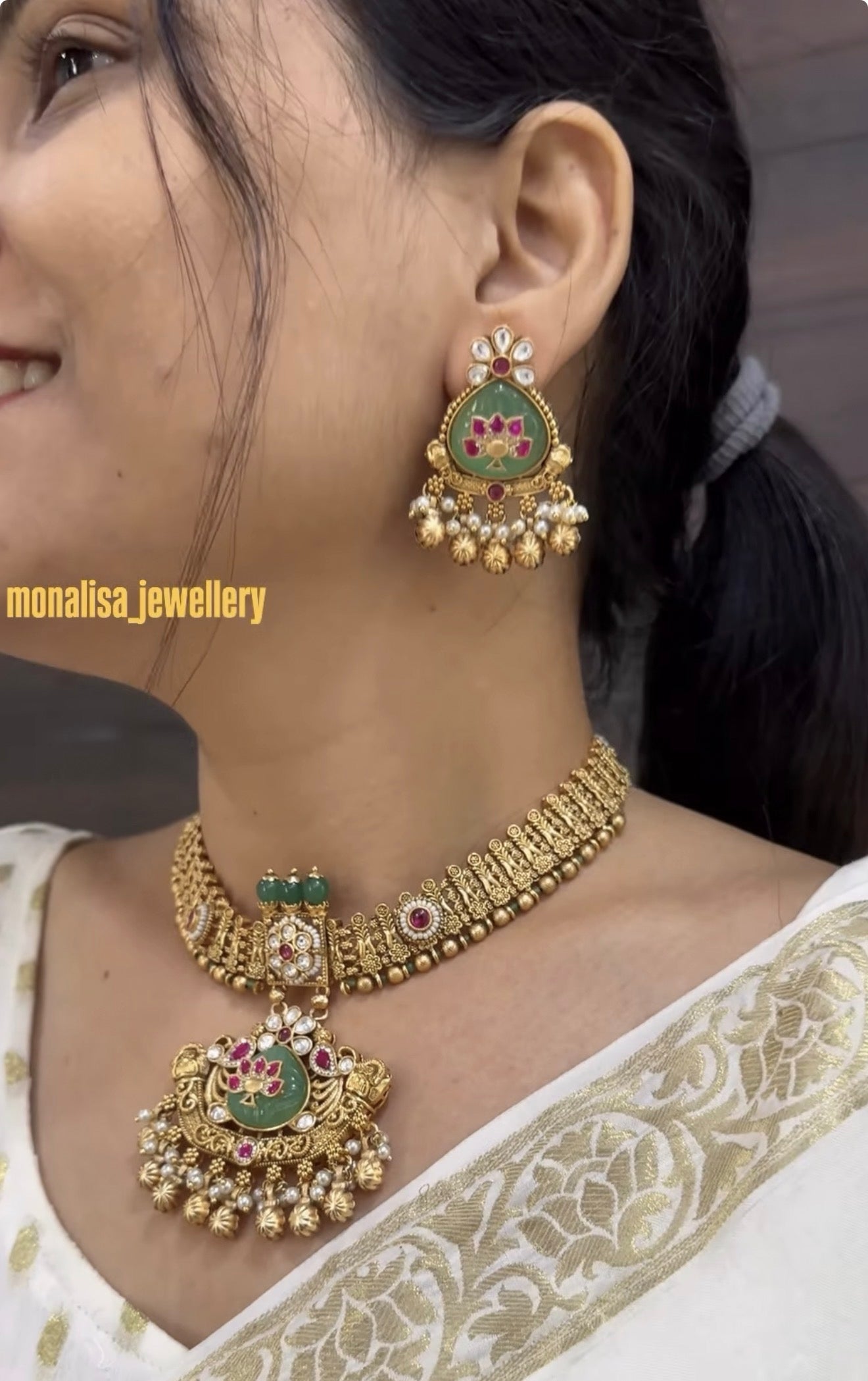 Dwija Antique Designer Necklace Set