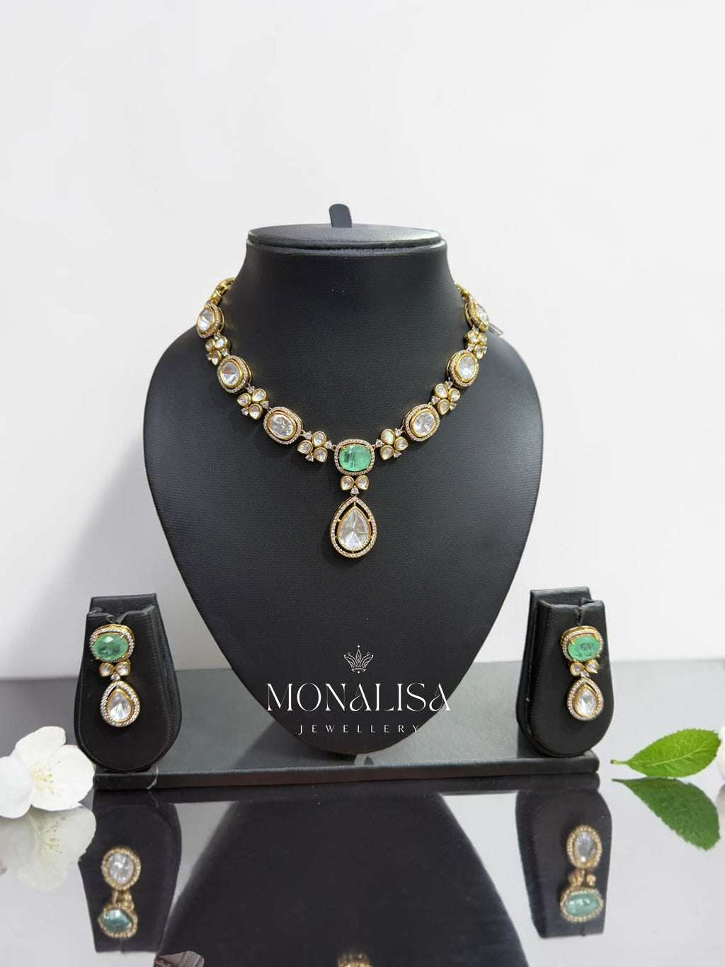 Narmada Mint Polki Designer Necklace Set
