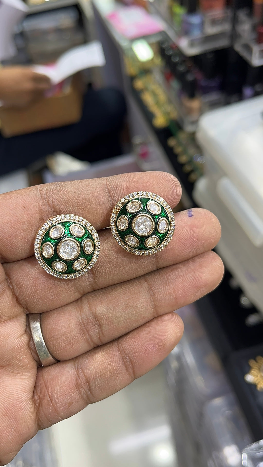 Emerald Green Moissanite Designer studs