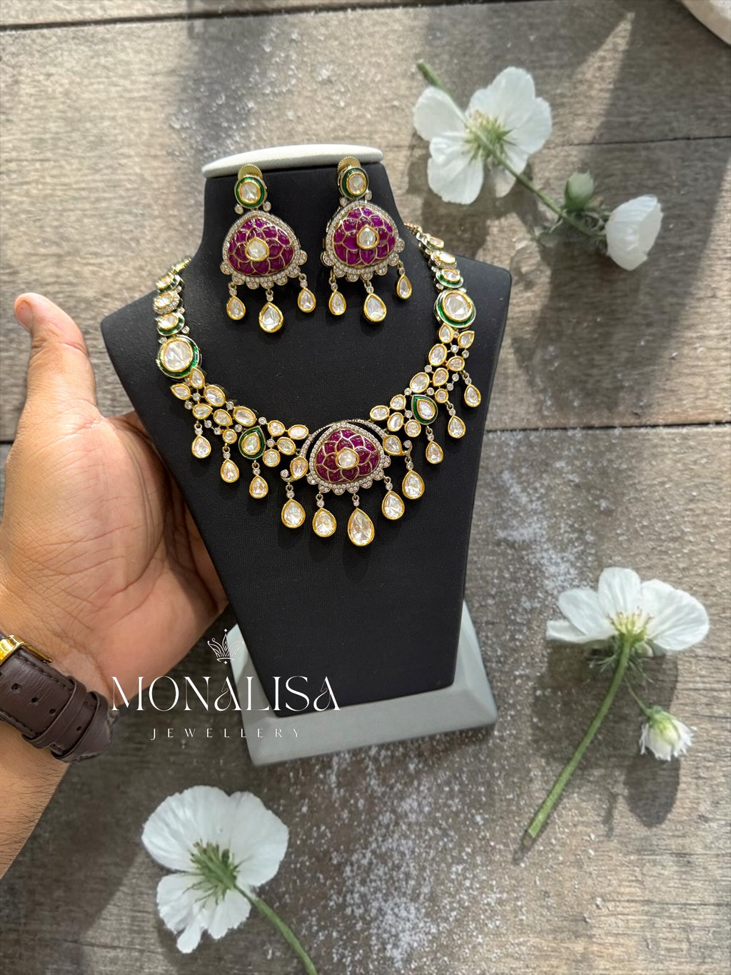 Ranisa Polki Designer Necklace Set