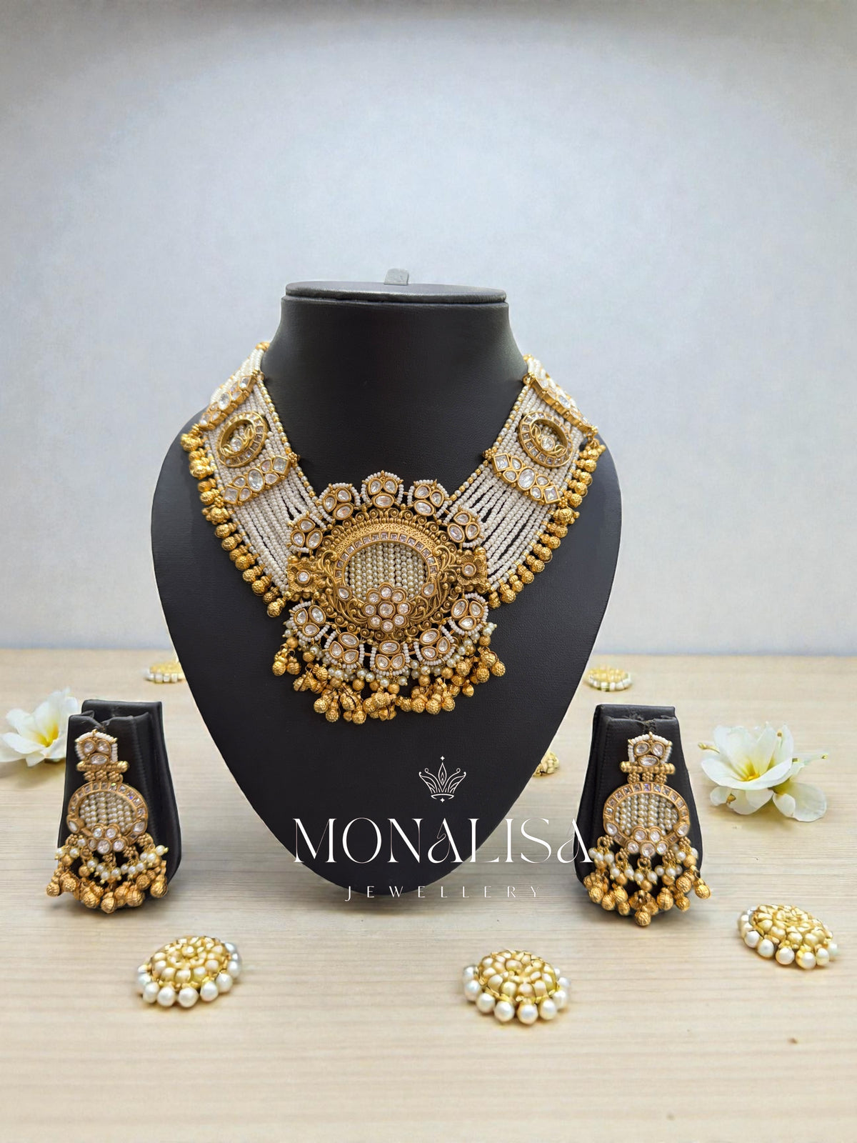 Jasli White Antique designer Necklace Set