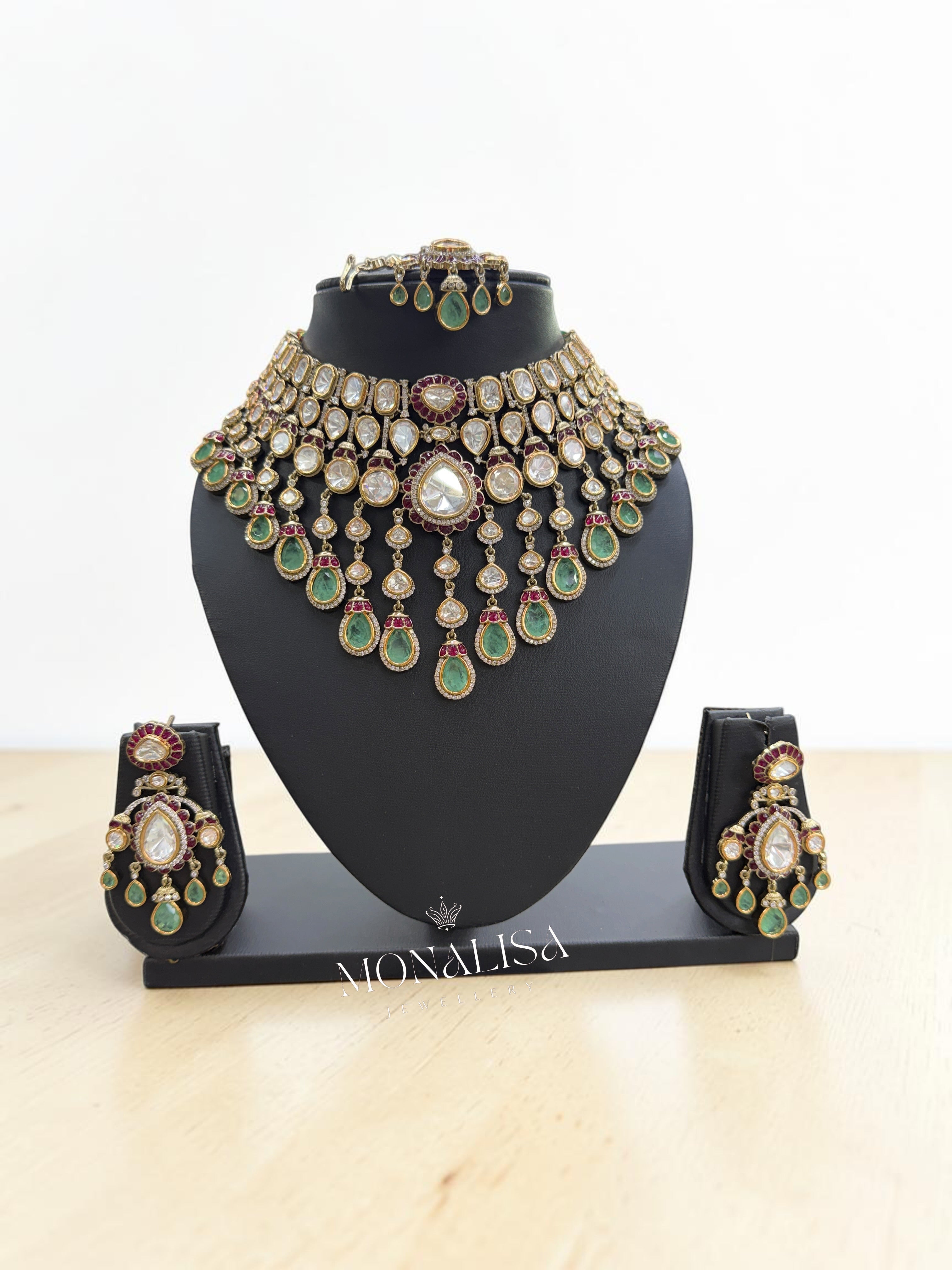 Tisha Polki Designer Necklace Set
