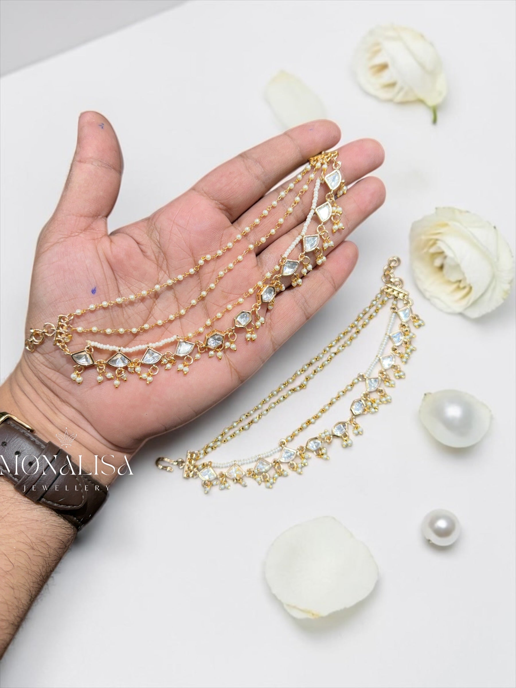 Hiral Polki Designer Ear chain