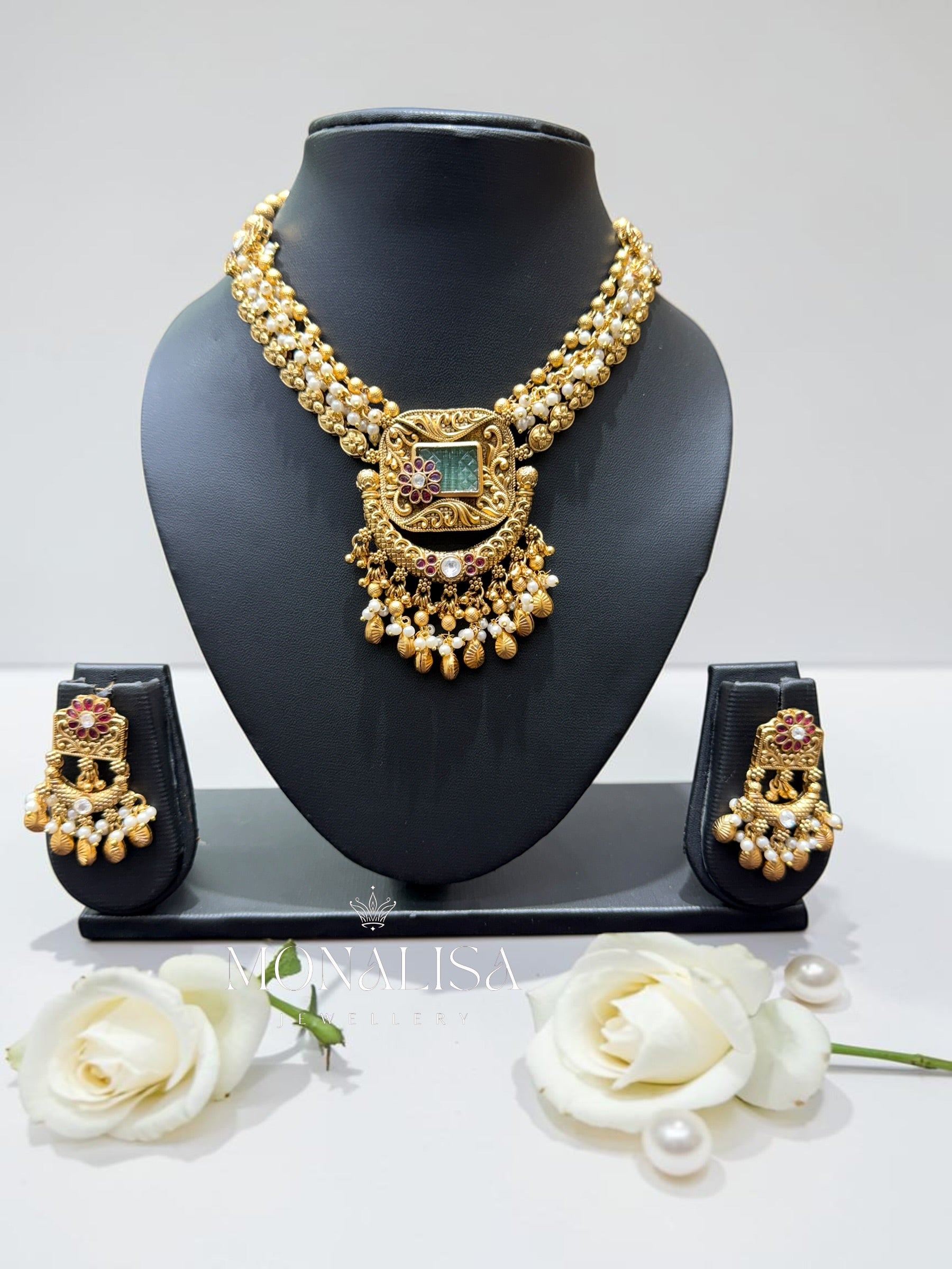 Nitiksha Antique designer Necklace Set