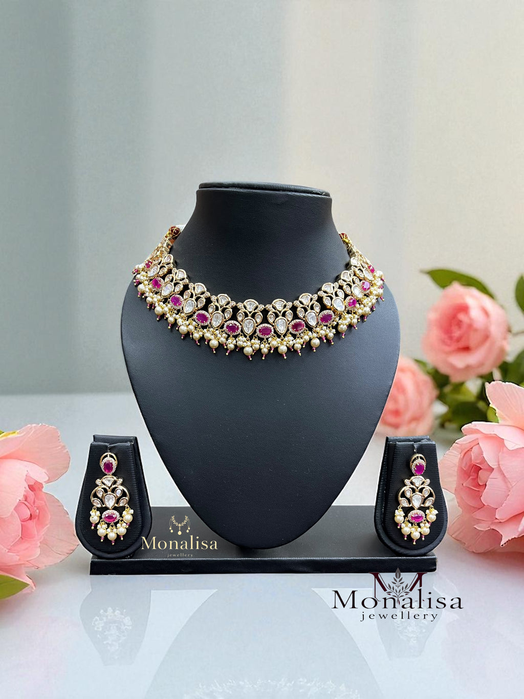 Clamy Polki Designer Necklace Set