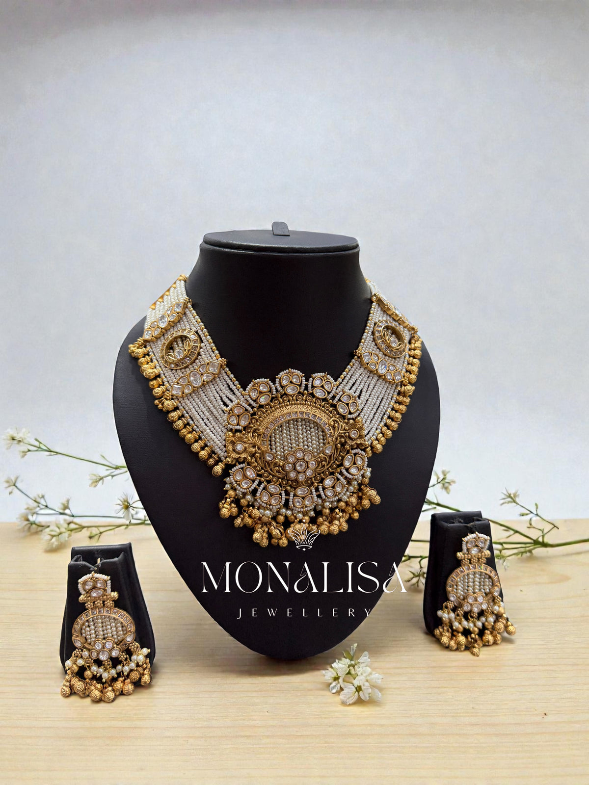 Jasli White Antique designer Necklace Set