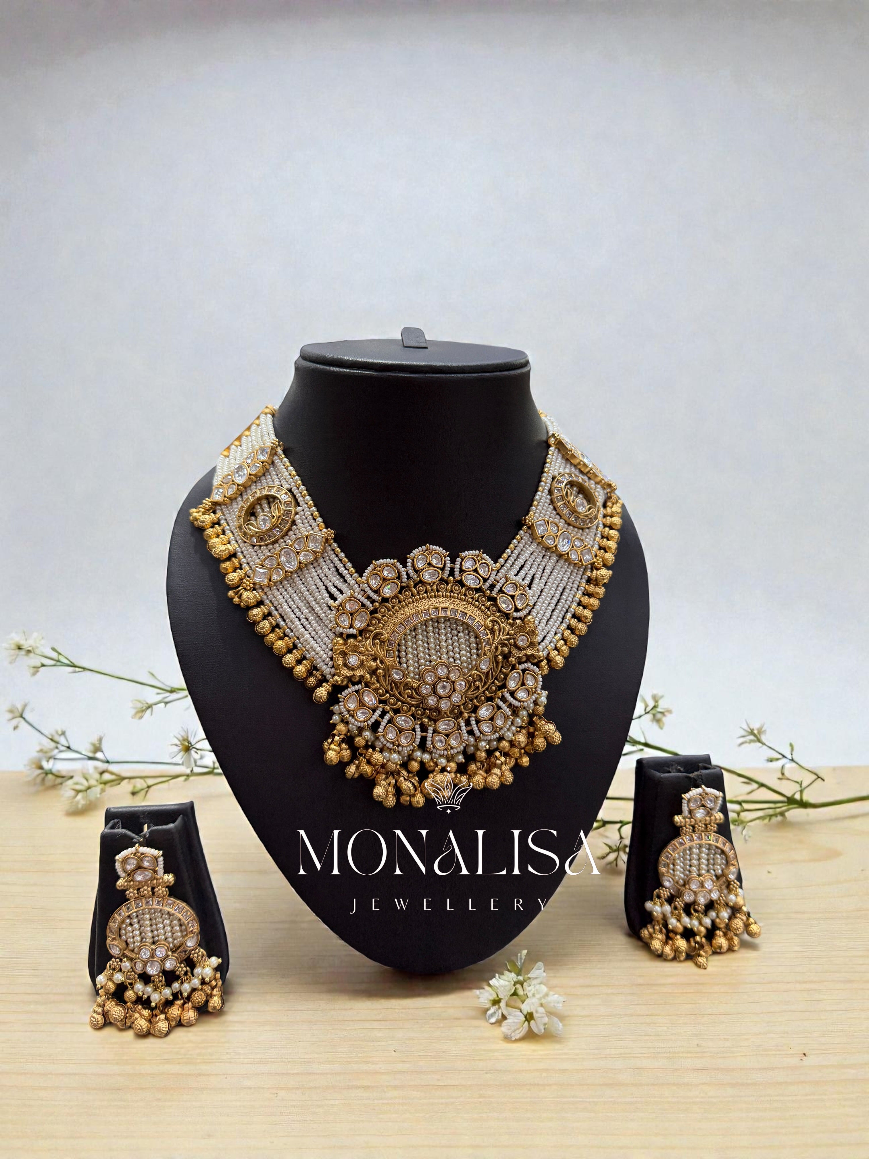 Jasli White Antique designer Necklace Set