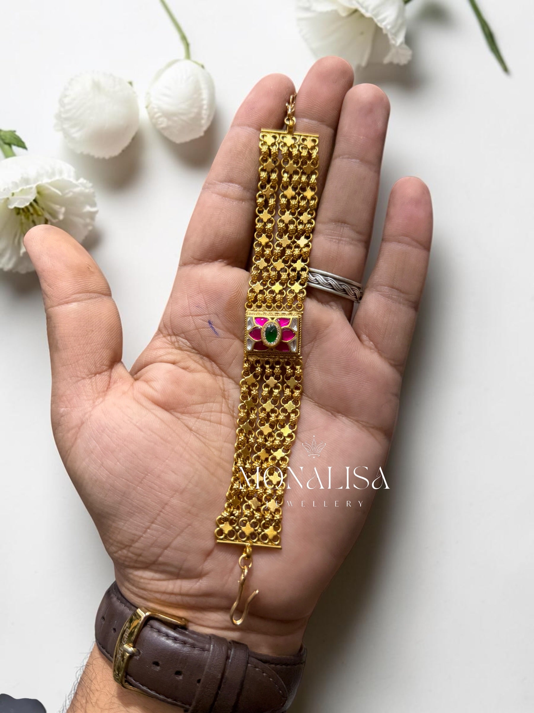 Chandan Ruby Antique Designer Bracelet