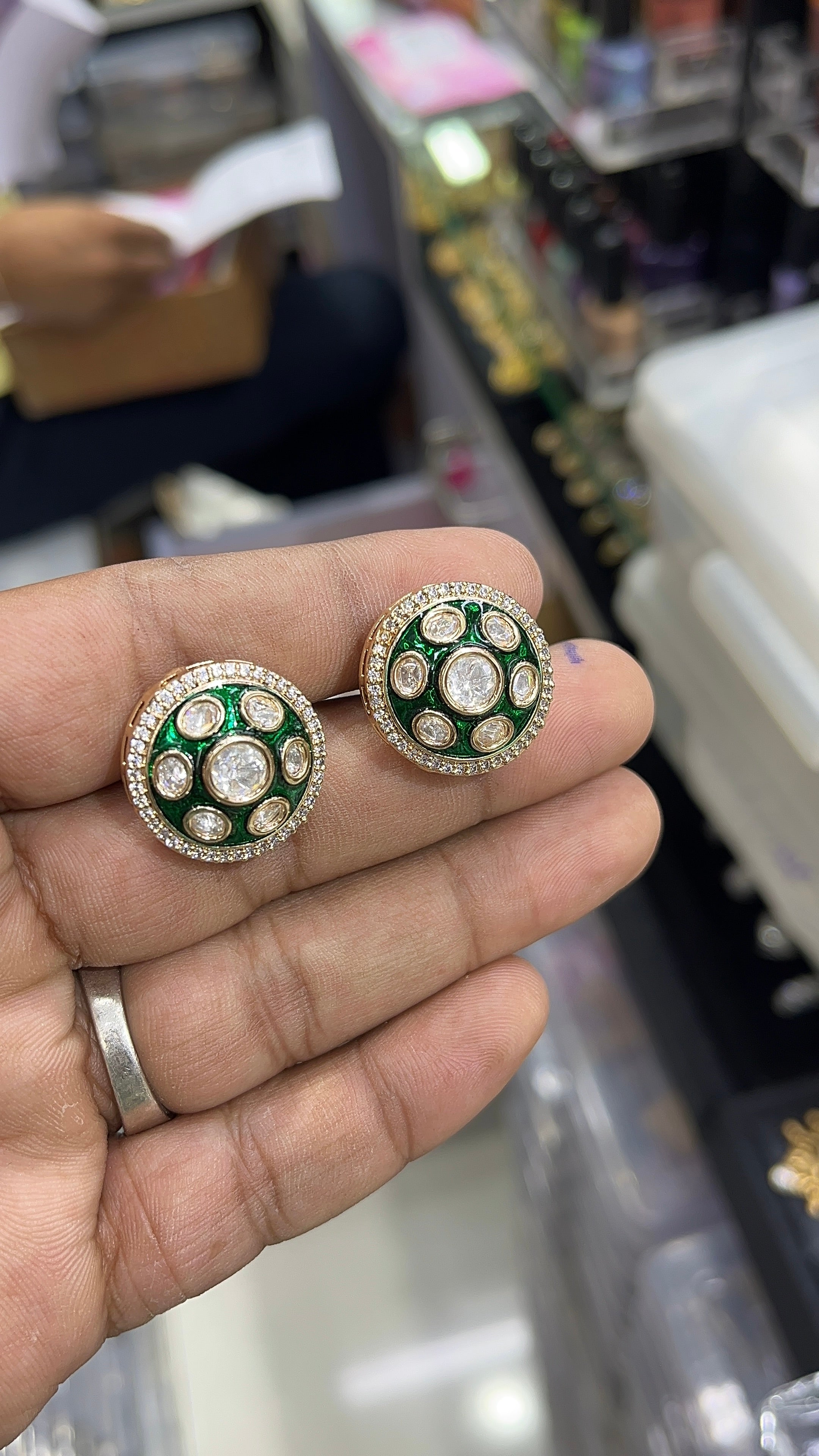 Emerald Green Moissanite Designer studs