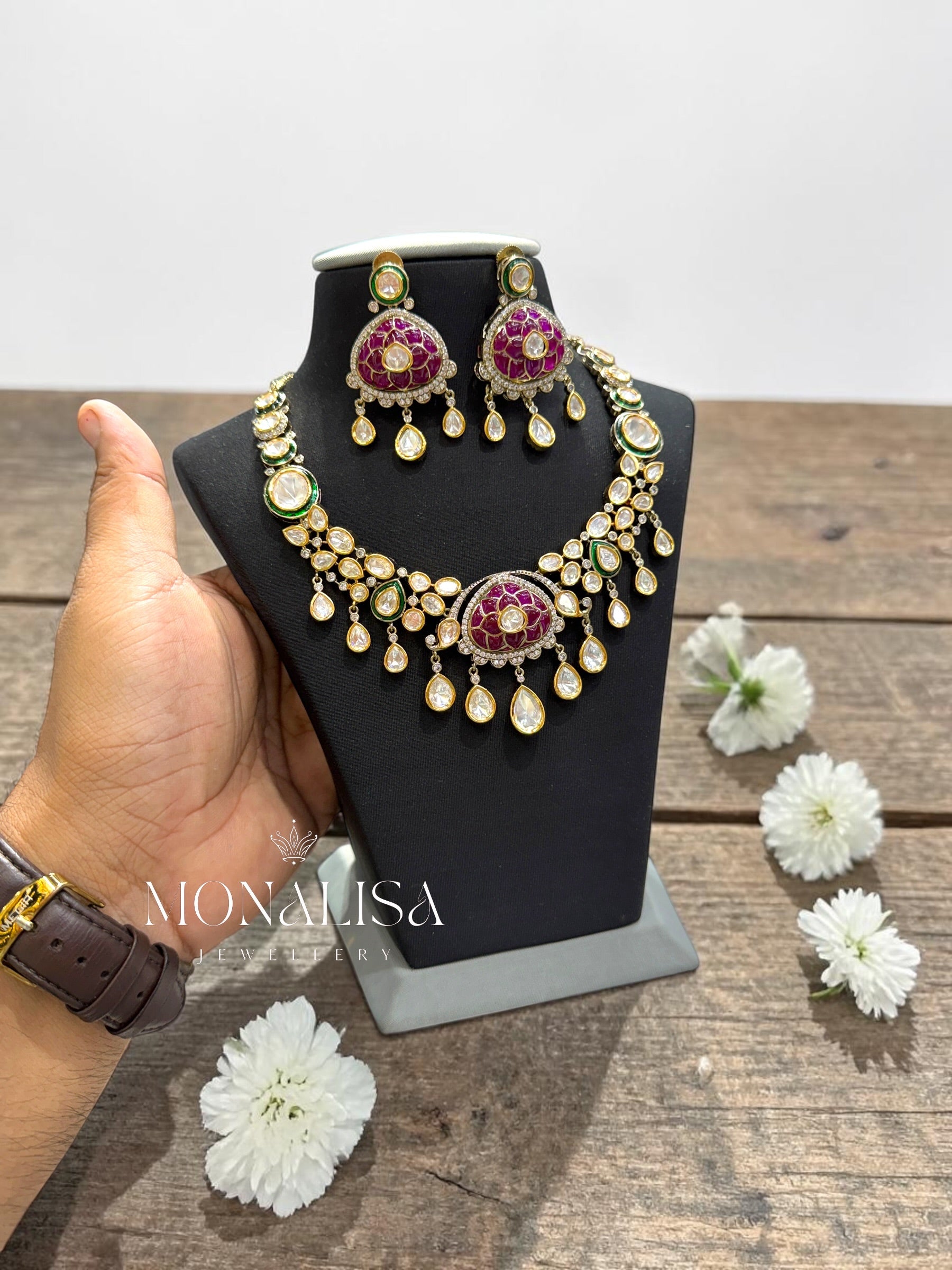Ranisa Polki Designer Necklace Set