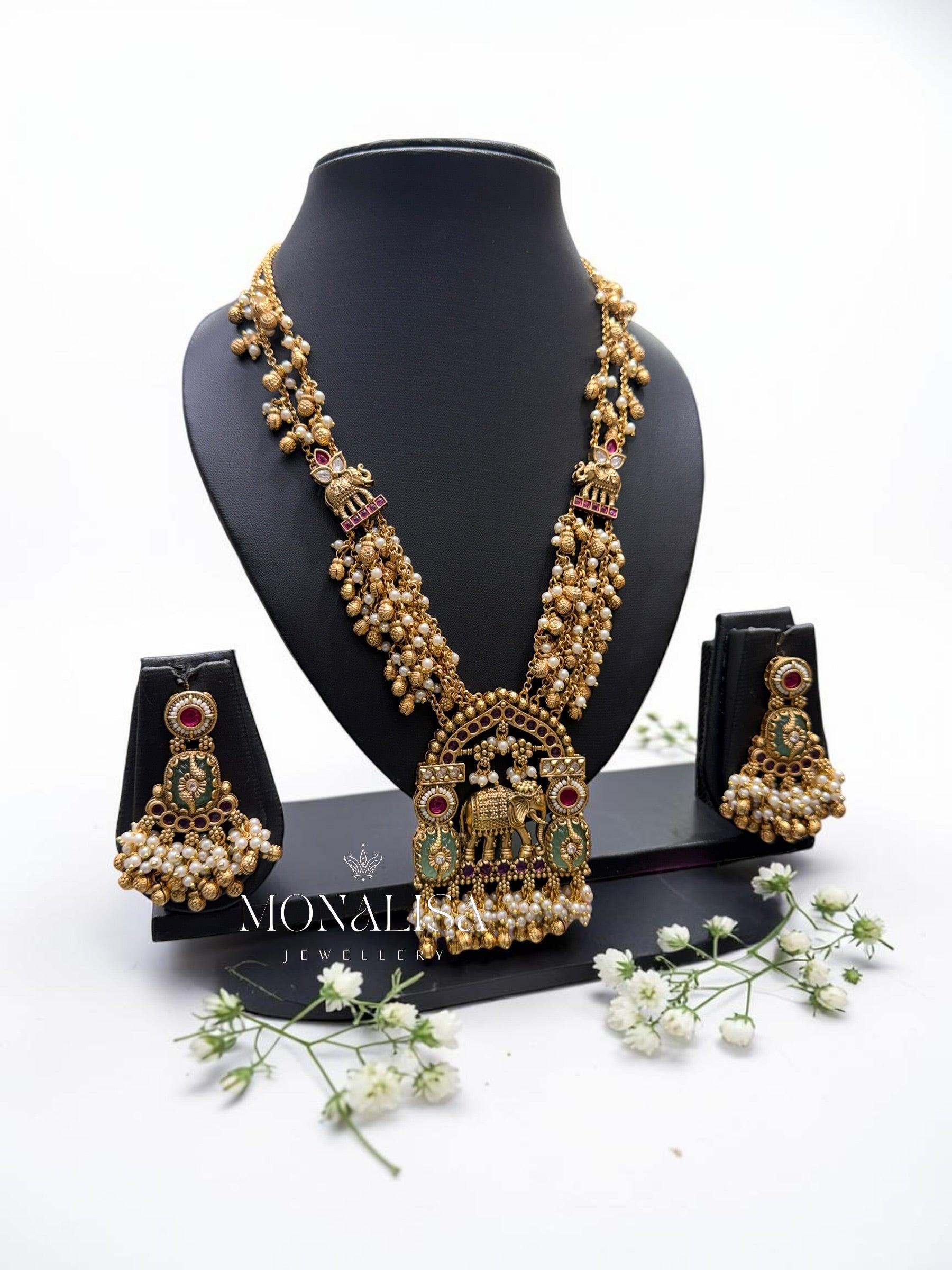 Gajraj Antique designer long Necklace Set