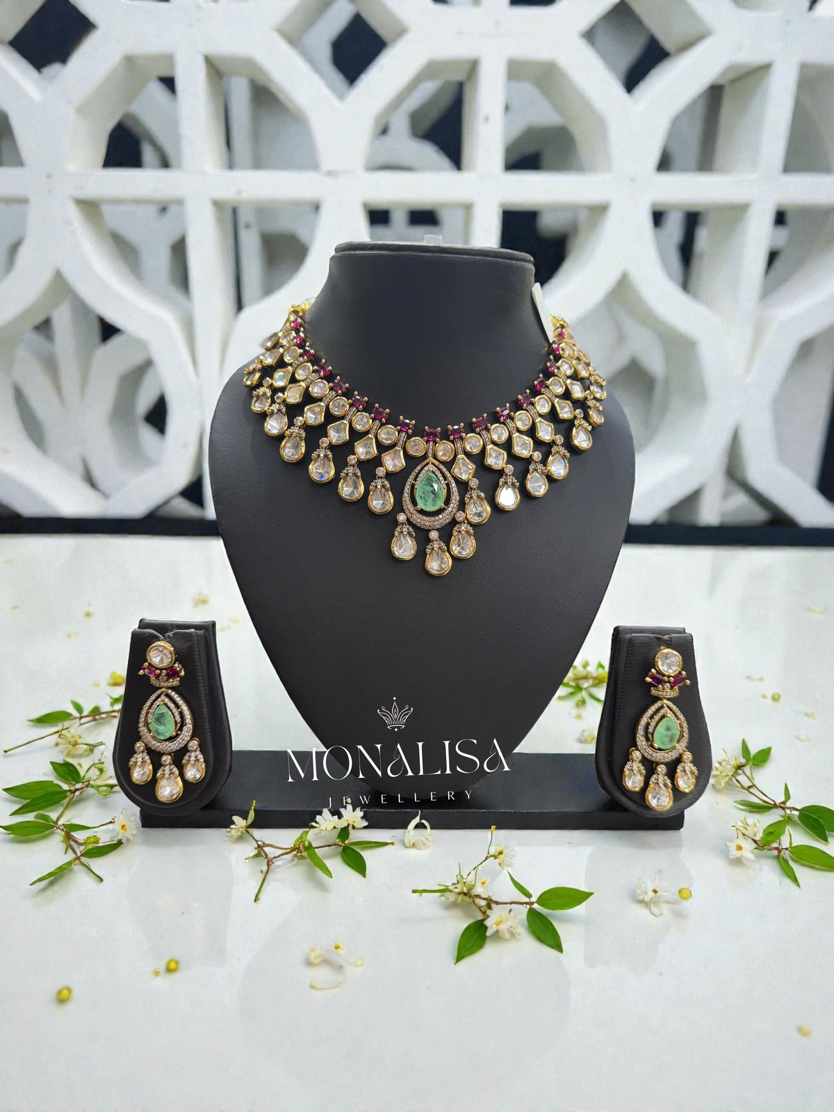 Zaria Polki Designer Necklace Set
