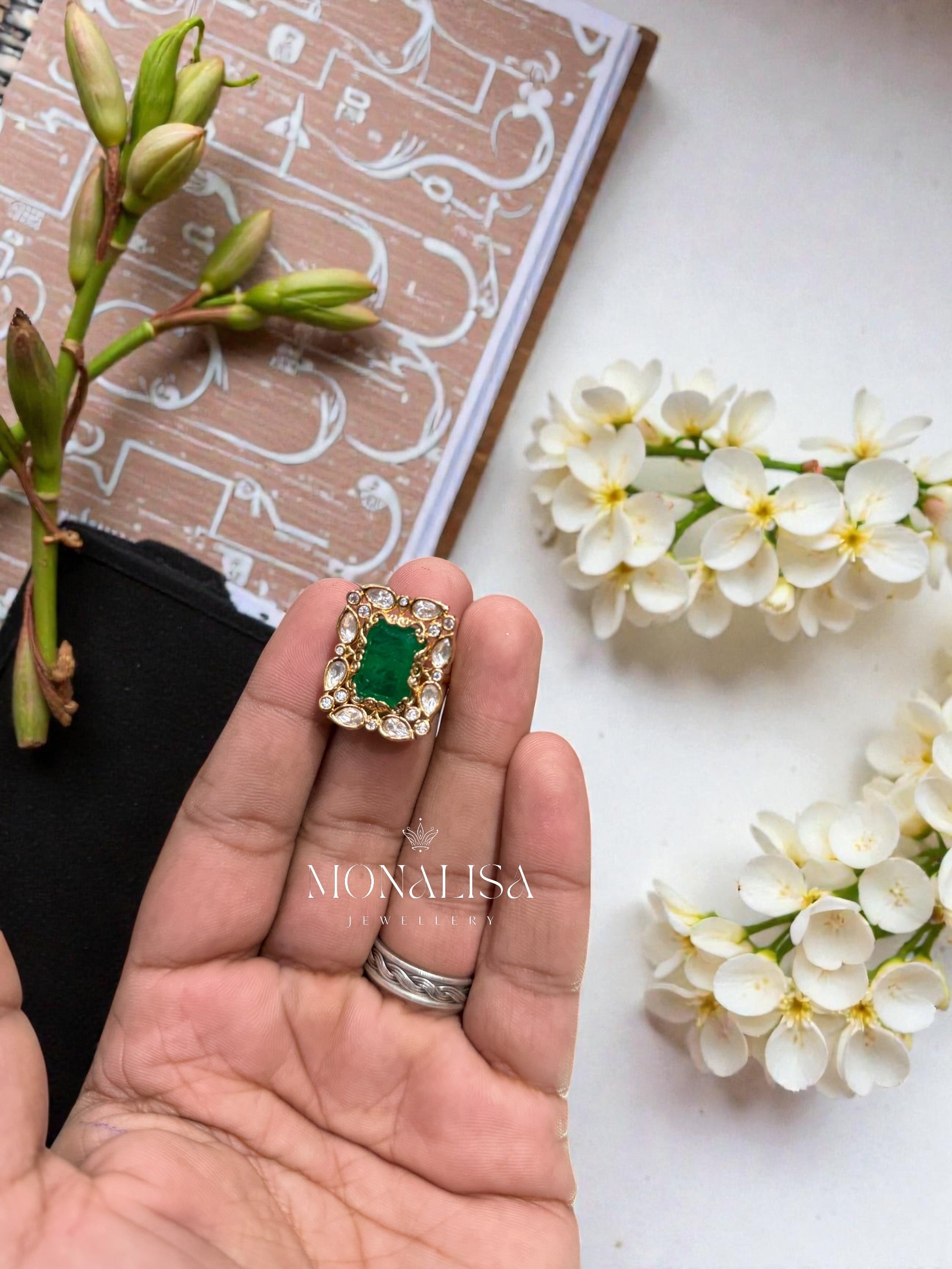Ridha Polki Designer Ring