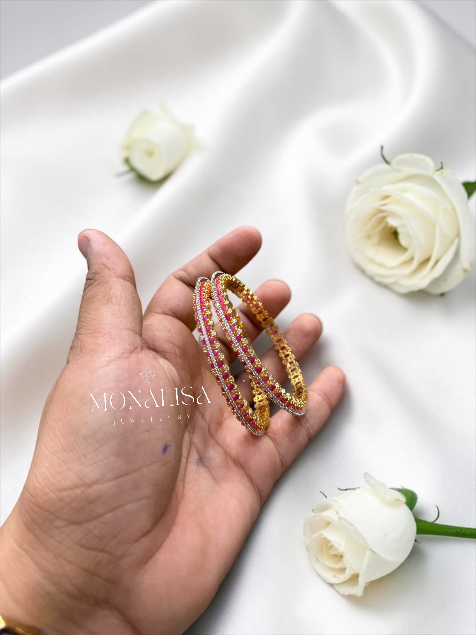 Ruby CZ Designer Bangles