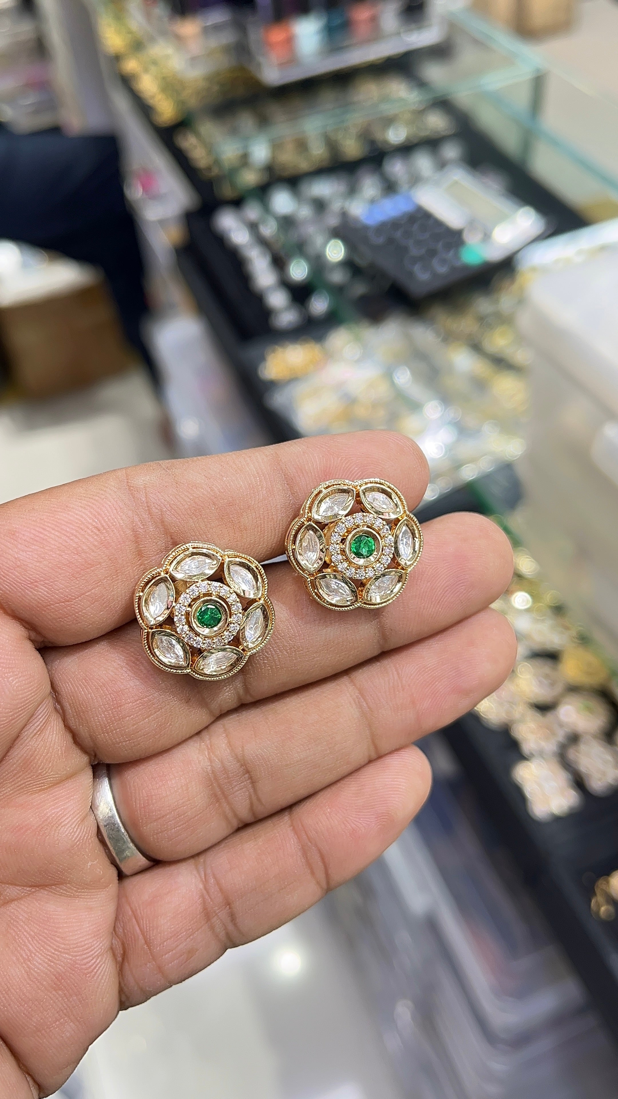 Juhi Green Moissanite Designer studs