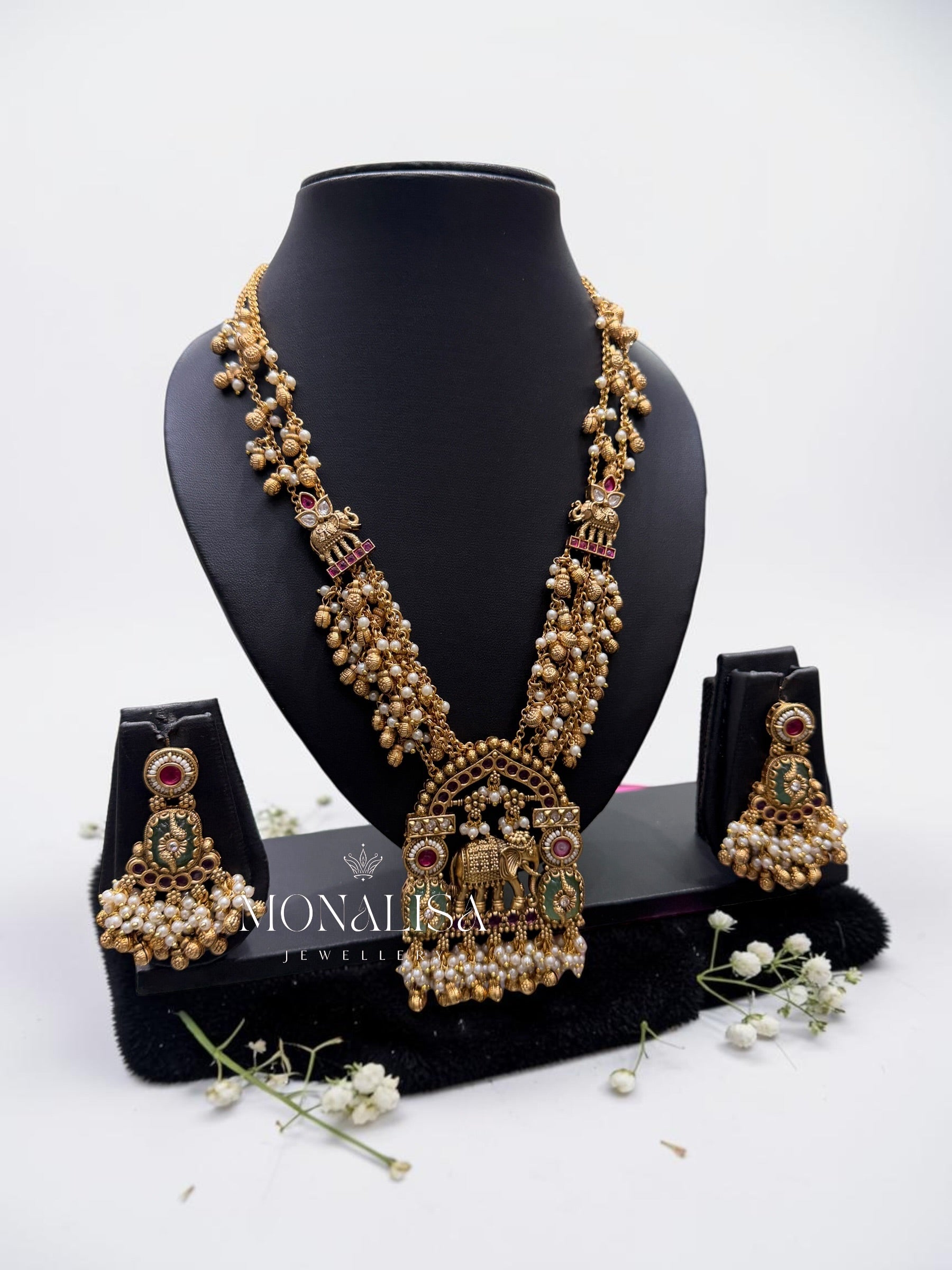 Gajraj Antique designer long Necklace Set