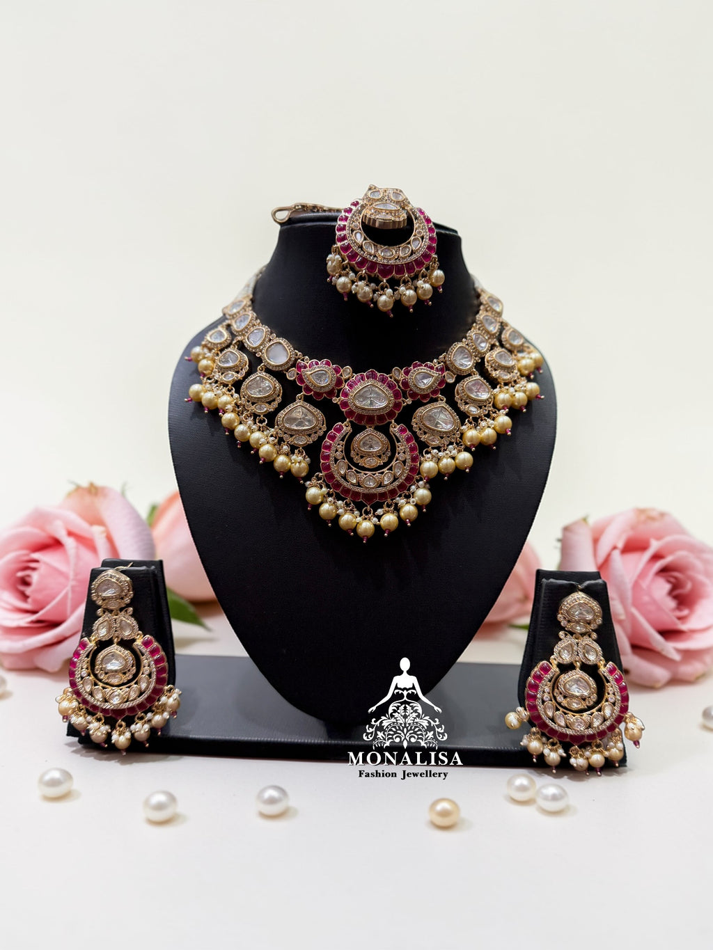 Eva Ruby Polki Designer Necklace Set