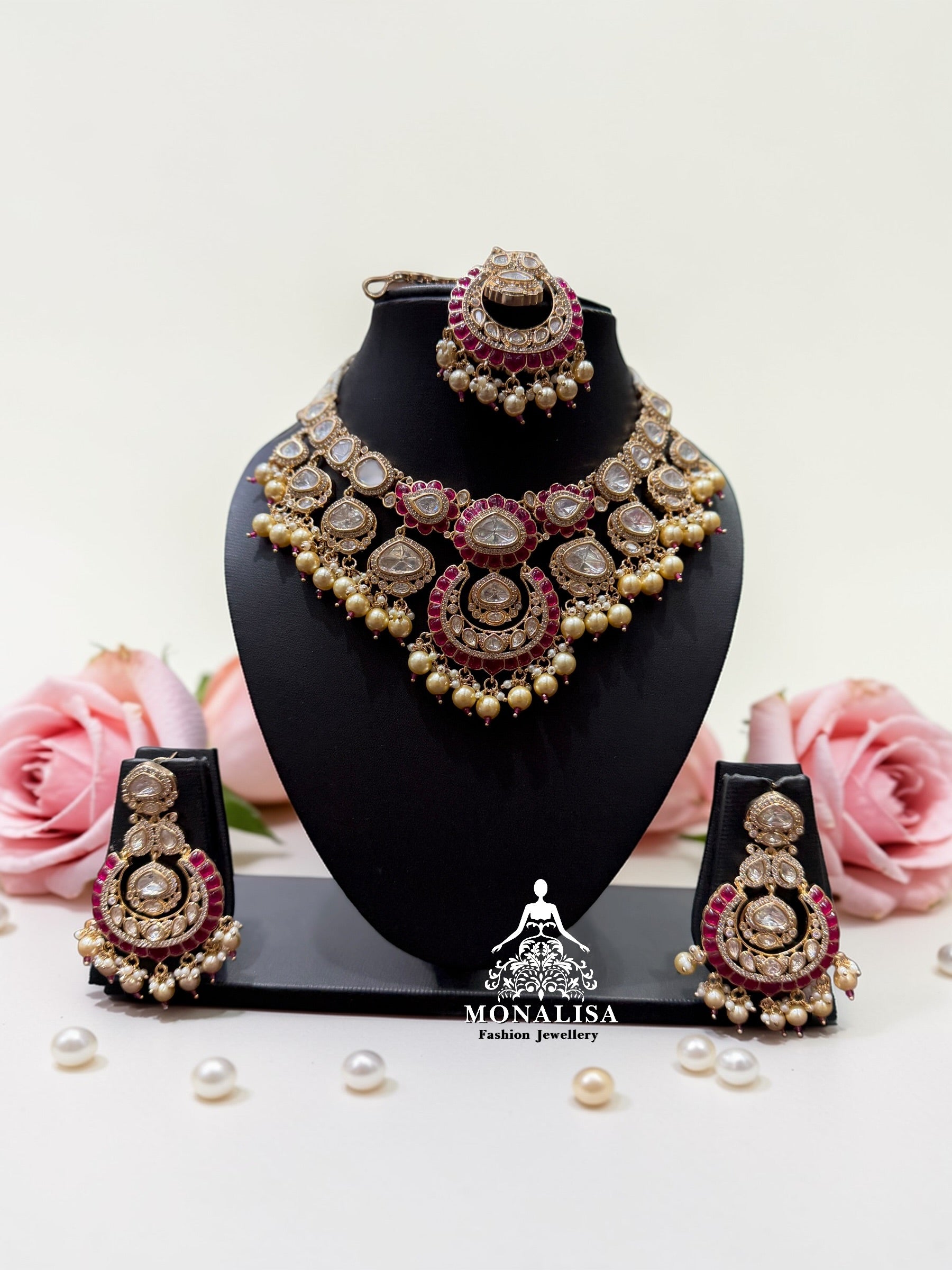 Eva Ruby Polki Designer Necklace Set